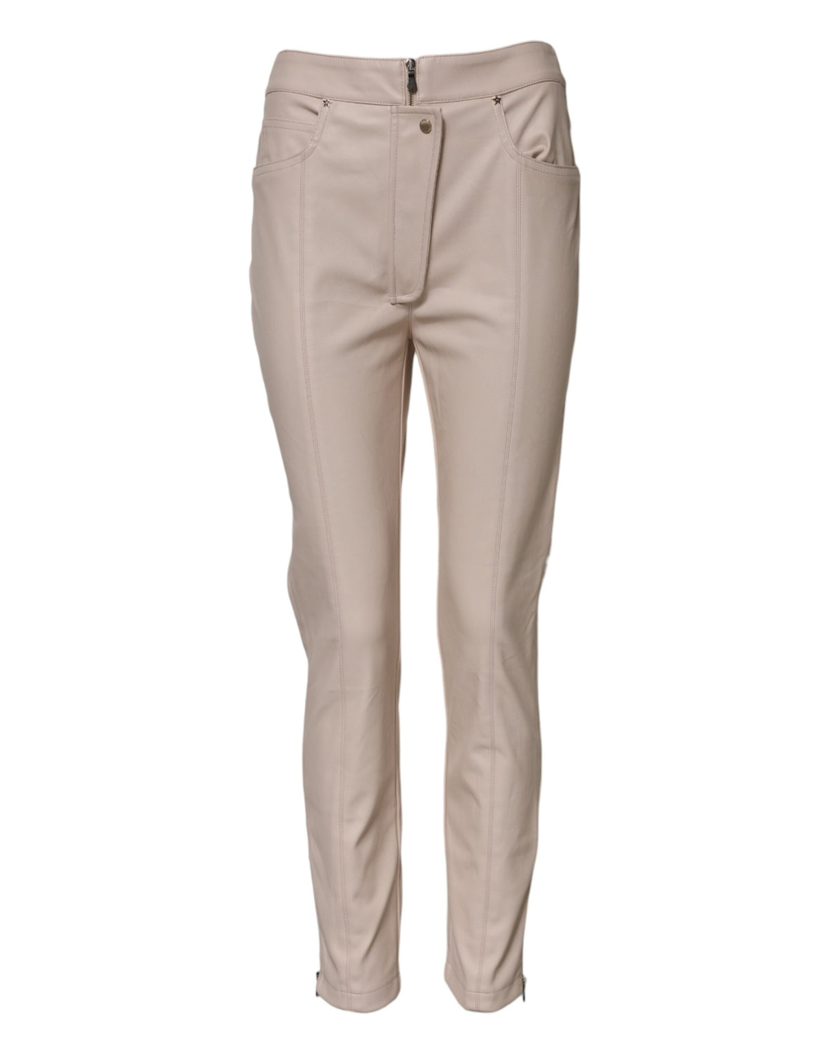 New Elisabetta Franchi Beige High Waist Tapered Pants