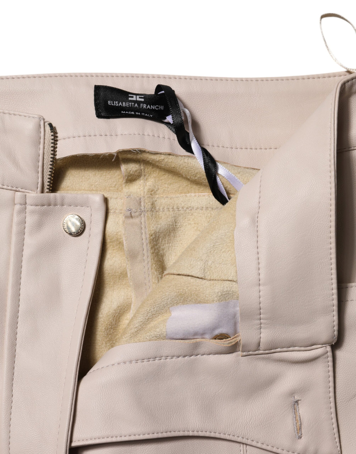 New Elisabetta Franchi Beige High Waist Tapered Pants
