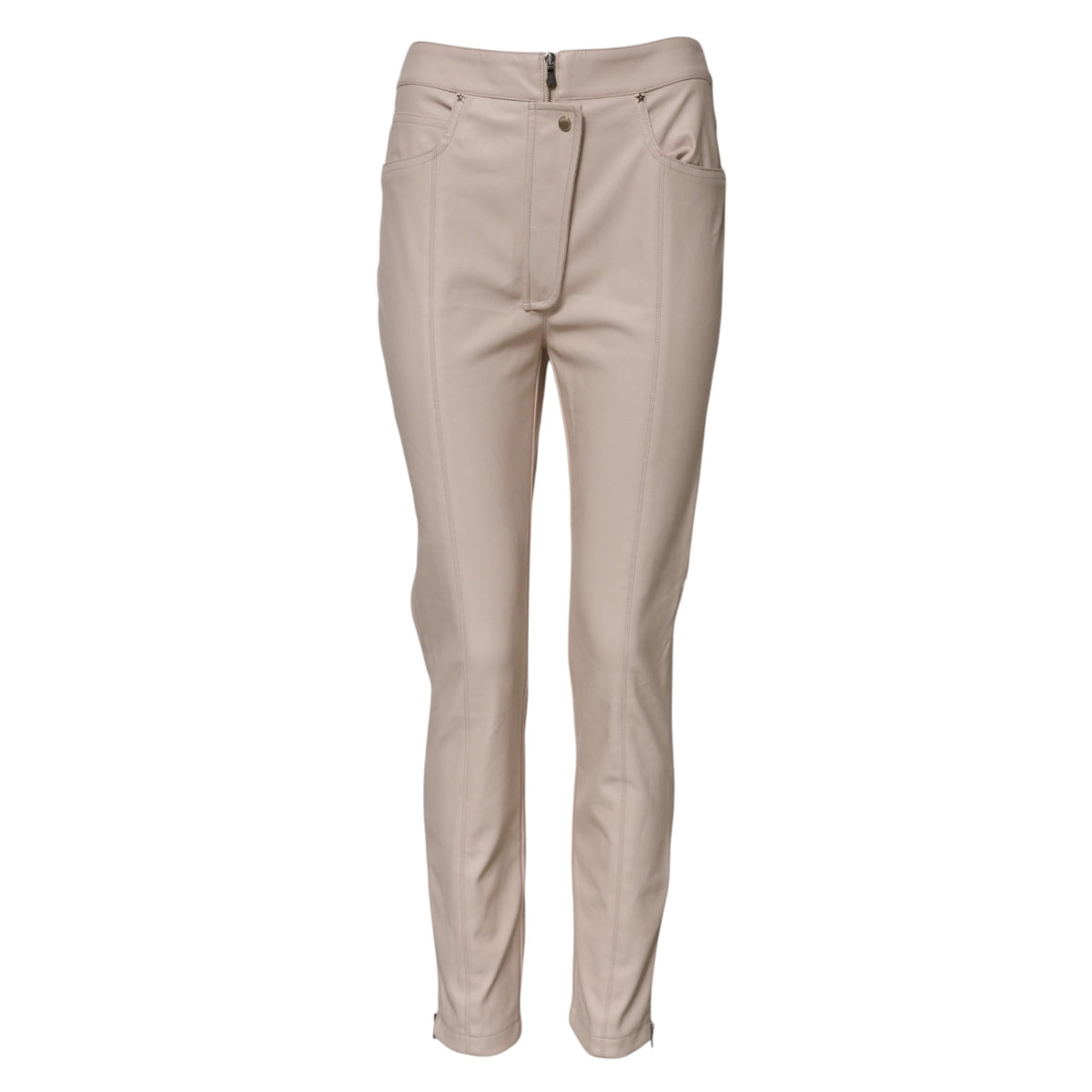 New Elisabetta Franchi Beige High Waist Tapered Pants