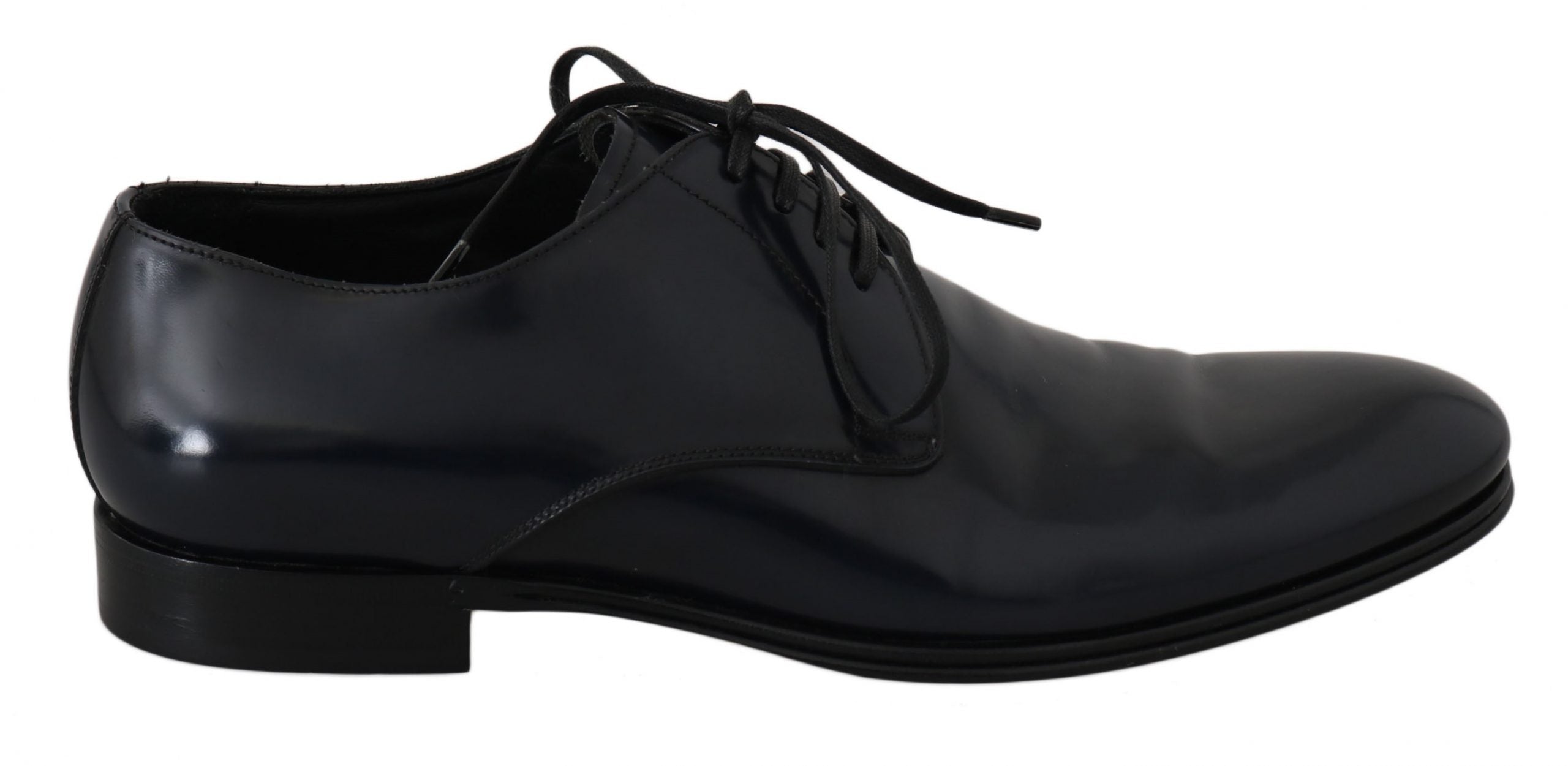 New Dolce & Gabbana Blue Leather Dress Derby Formal Mens Shoes