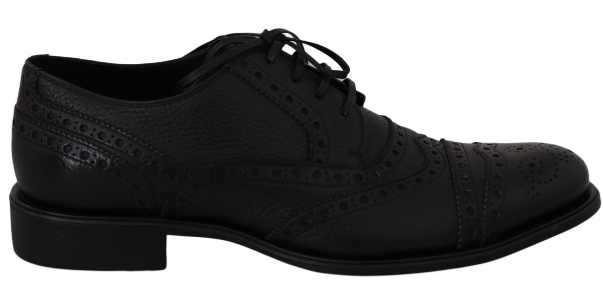 New Dolce & Gabbana Blue Leather Wingtip Oxford Dress Shoes