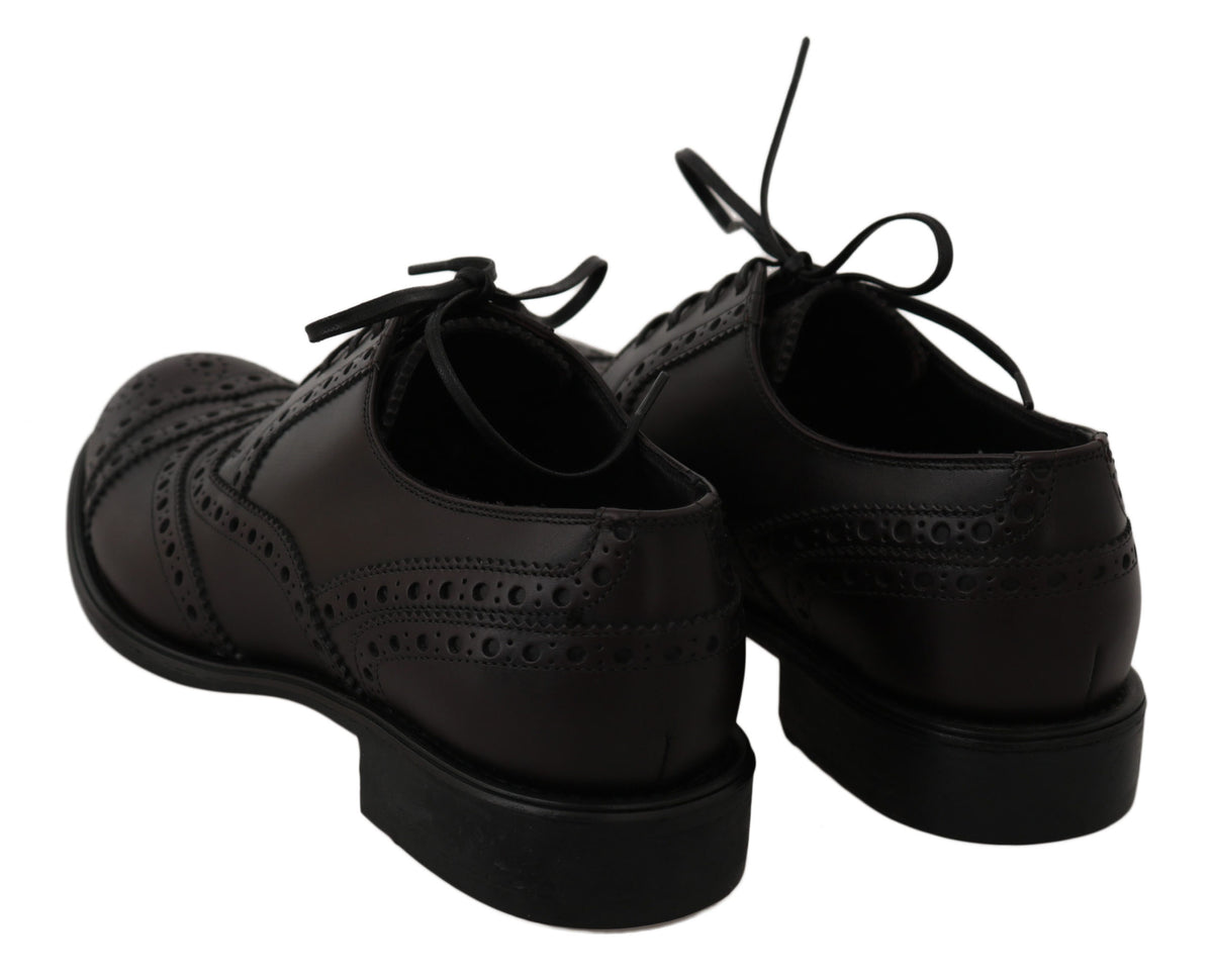 New Dolce & Gabbana Black Leather Wingtip Oxford Dress Shoes