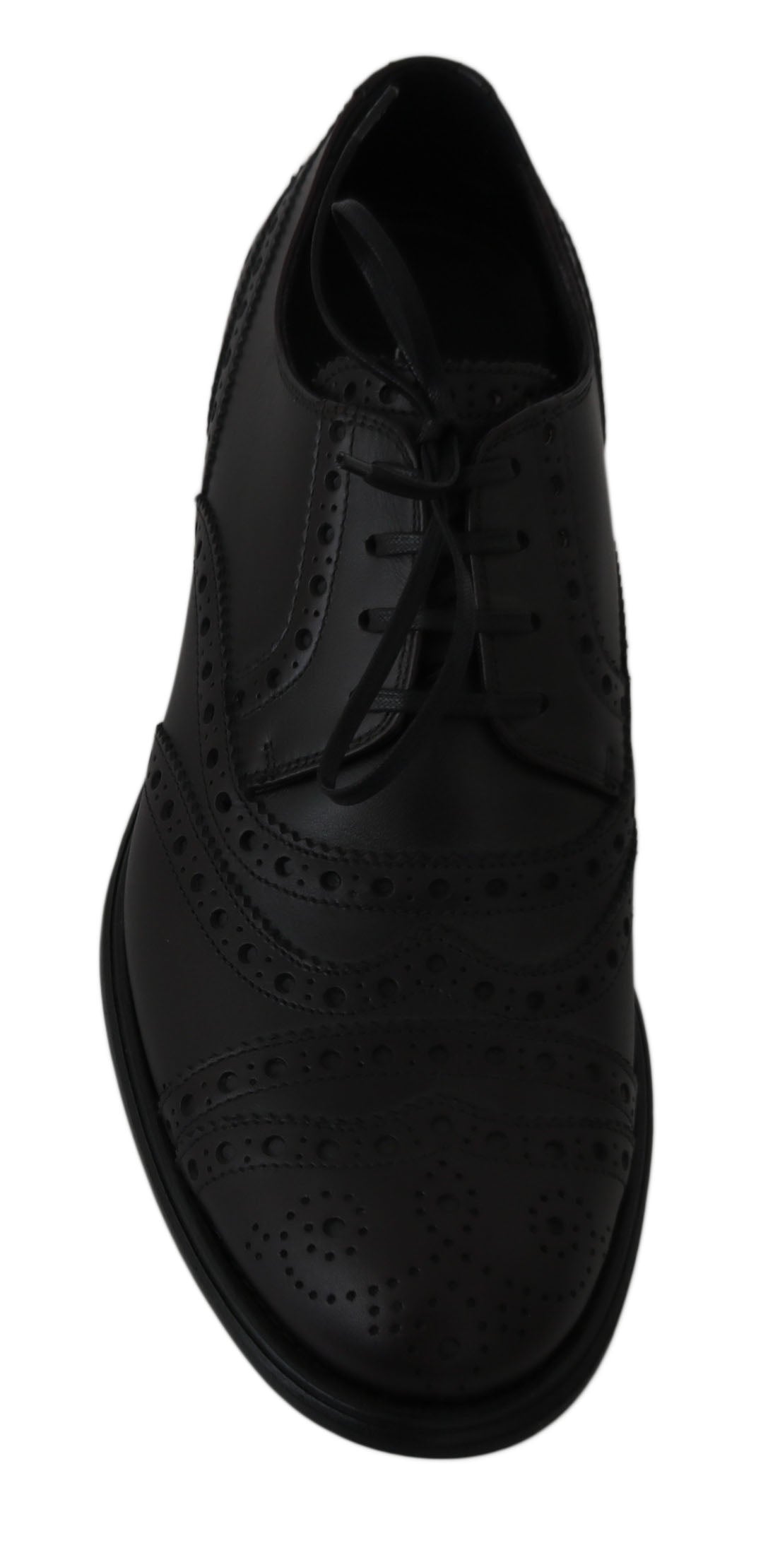 New Dolce & Gabbana Black Leather Wingtip Oxford Dress Shoes