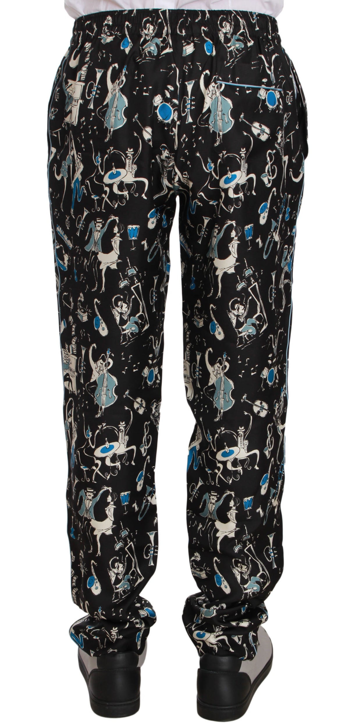 New Dolce & Gabbana Black Musical Instrument Sleepwear Pants