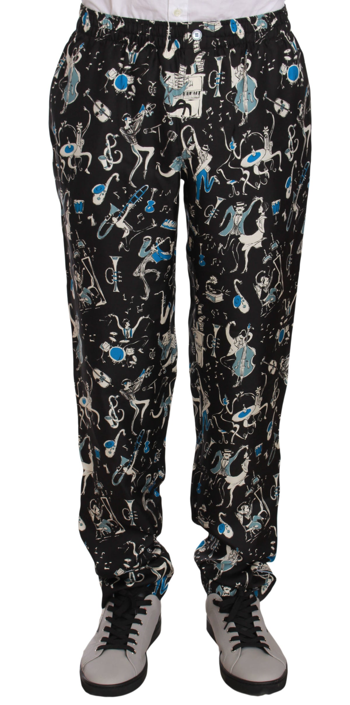 New Dolce & Gabbana Black Musical Instrument Sleepwear Pants