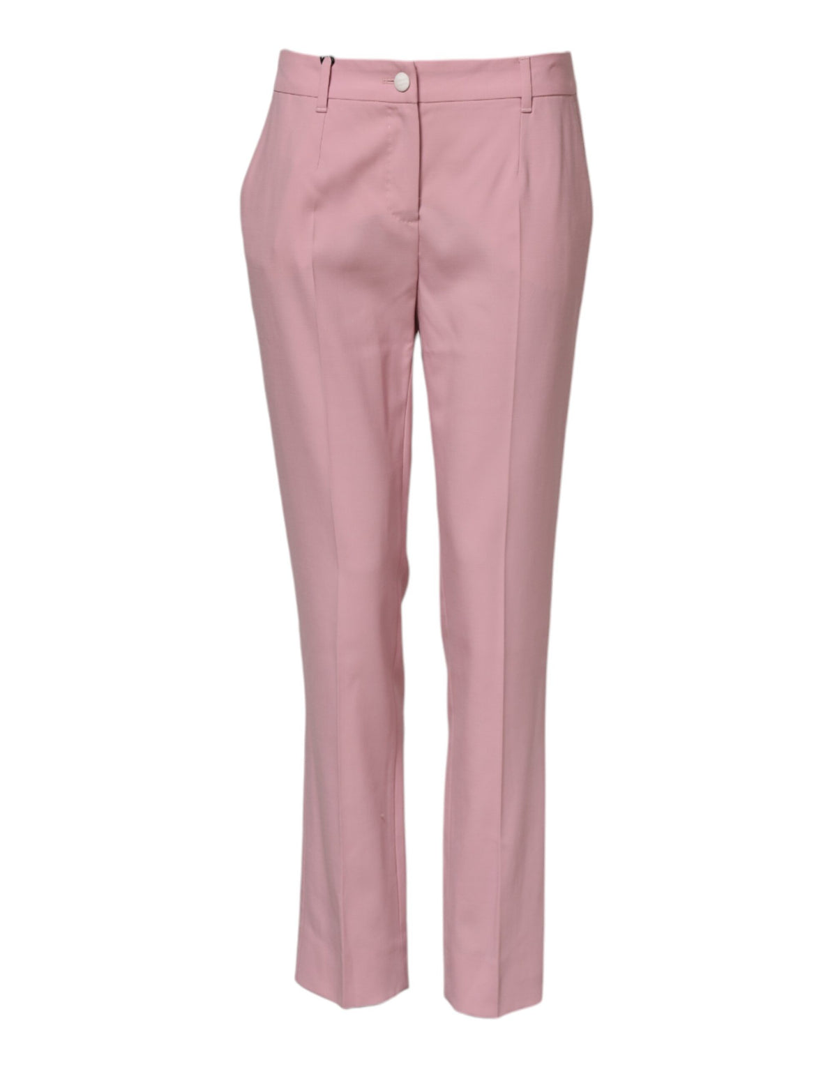 New Dolce & Gabbana Pink Wool Mid Waist Tapered Pants