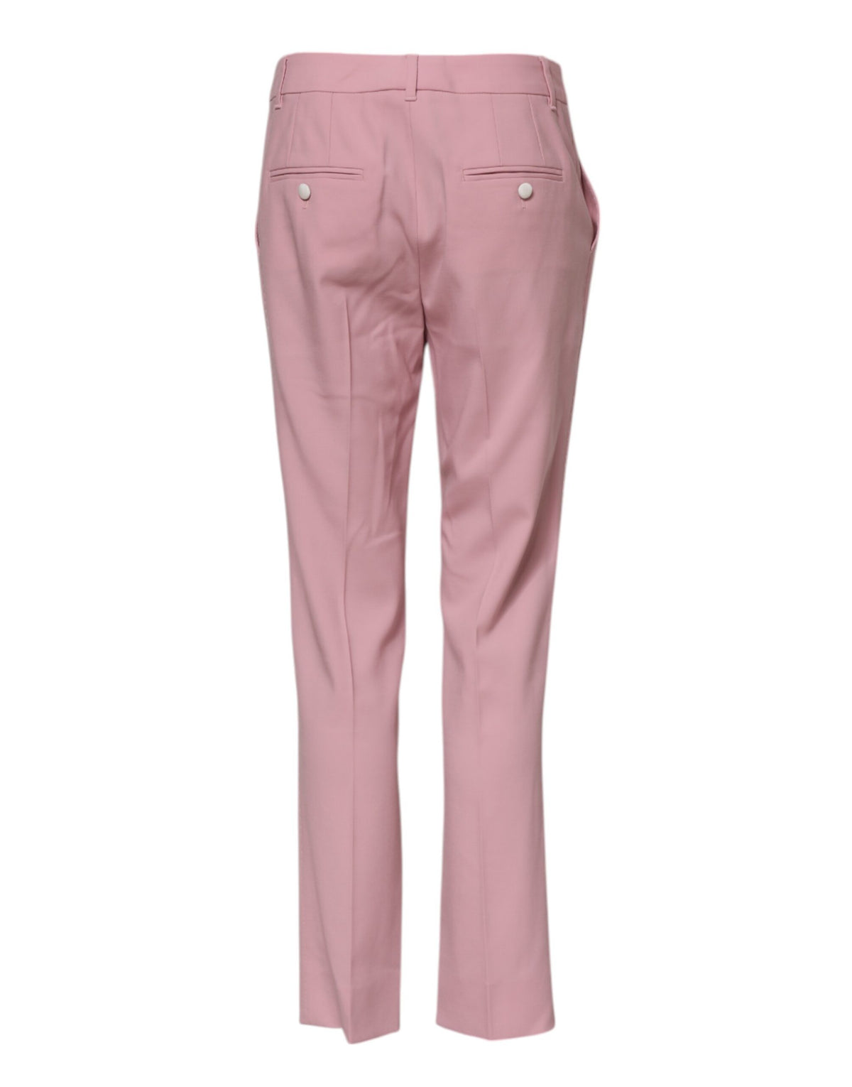 New Dolce & Gabbana Pink Wool Mid Waist Tapered Pants