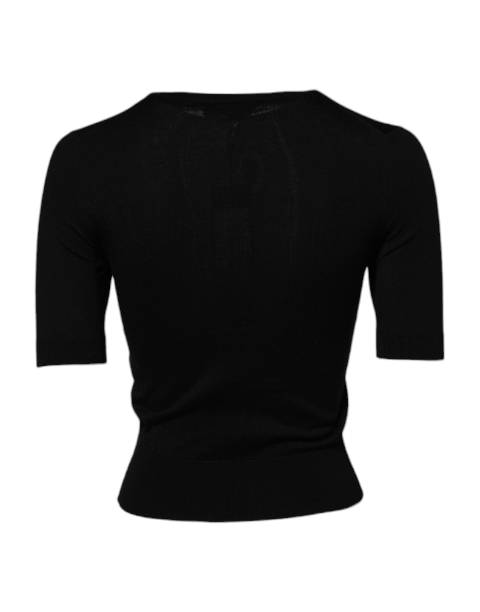 Dolce & Gabbana Black Rose Sequin Embellishments Blouse Top