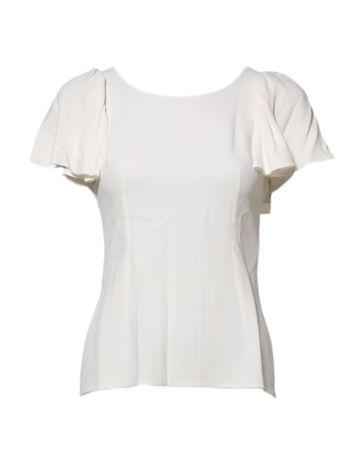 New Dolce & Gabbana White Round Neck Short Sleeves Blouse Top