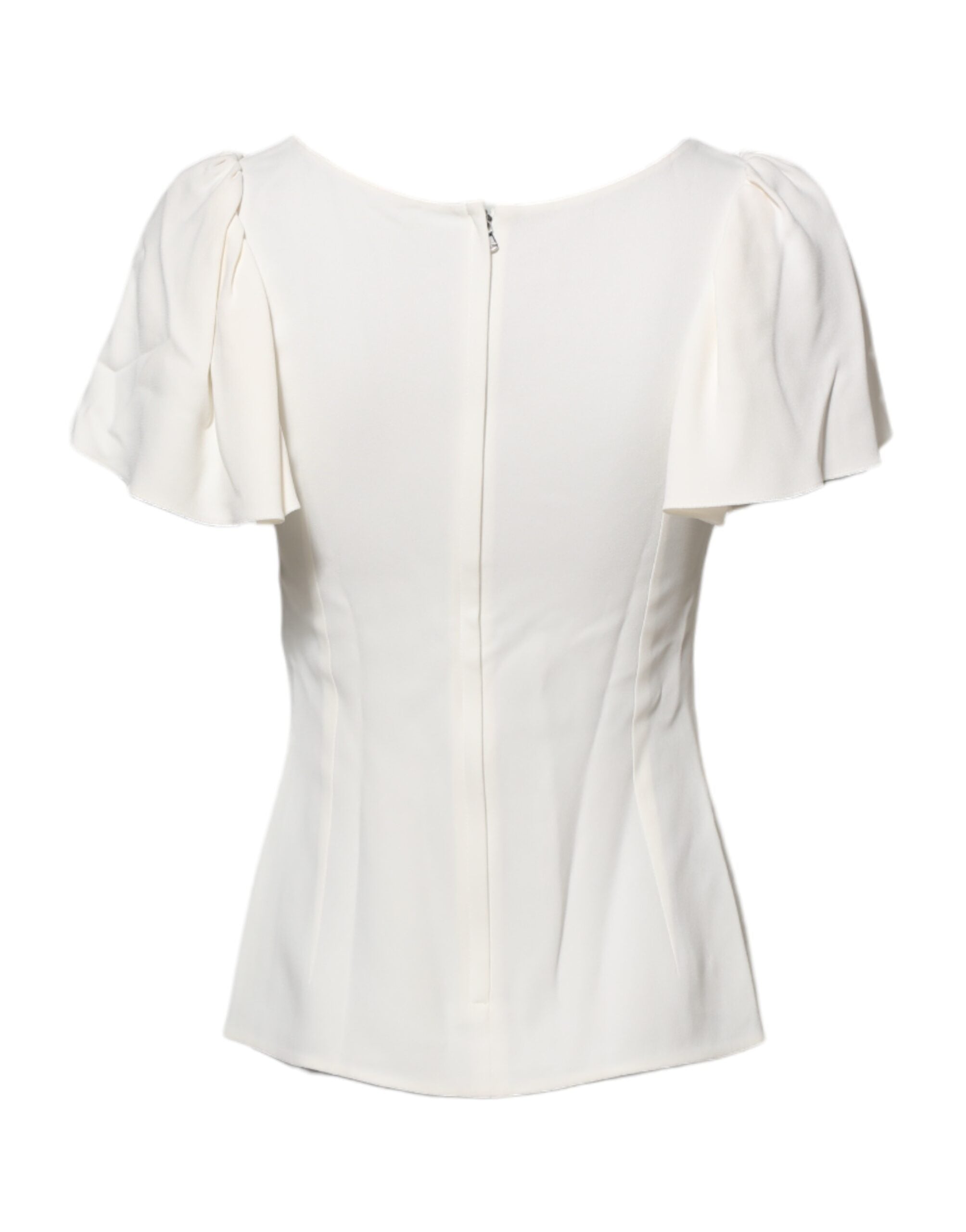 New Dolce & Gabbana White Round Neck Short Sleeves Blouse Top