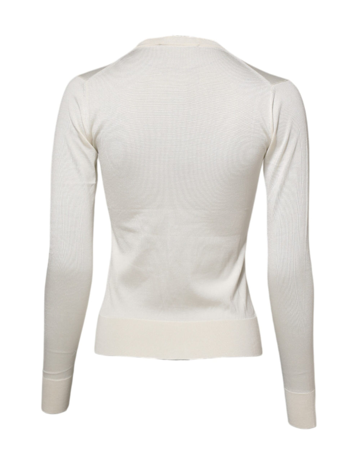 New Dolce & Gabbana White Silk Lily Embellished Cardigan Sweater