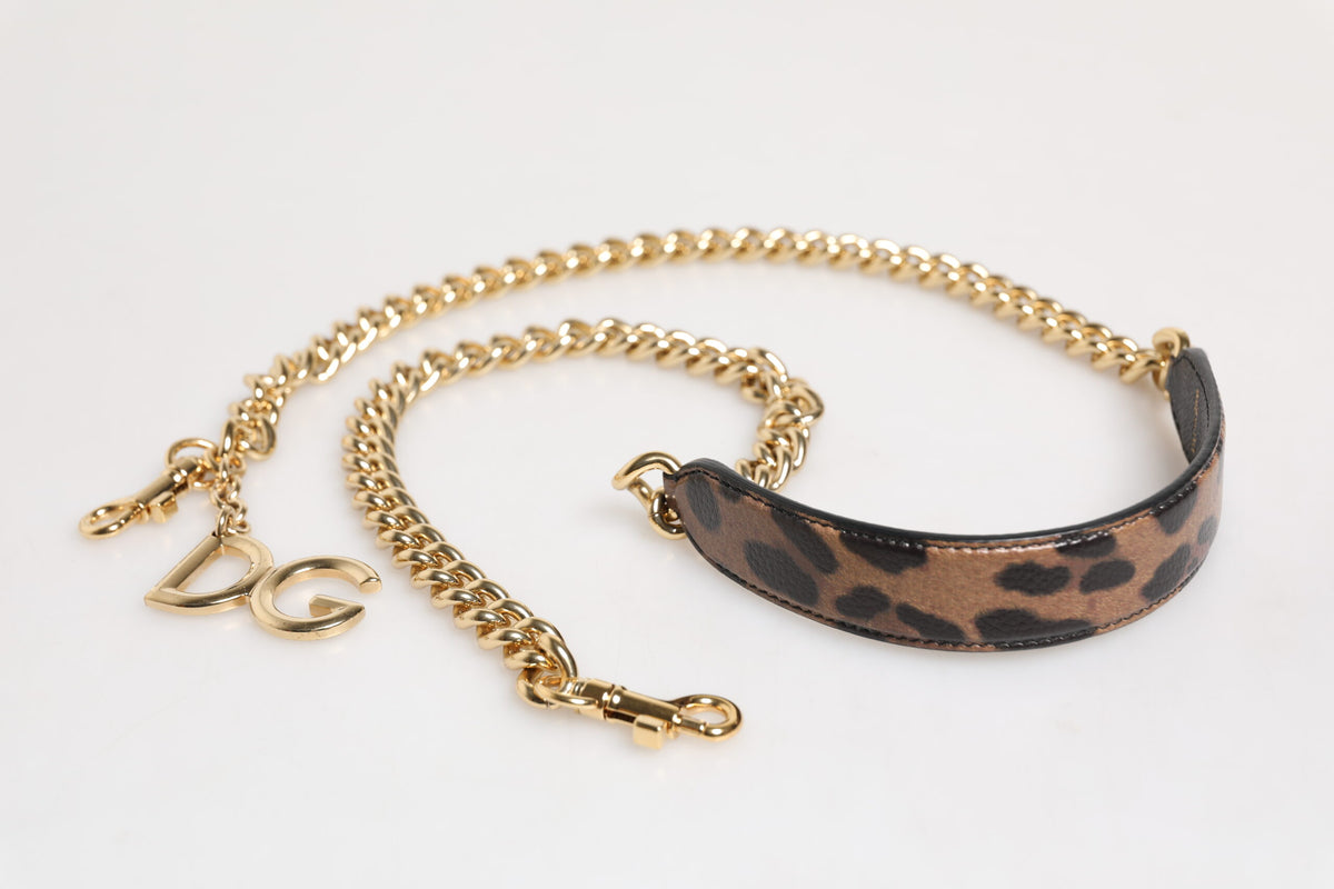 Dolce & Gabbana Brown Leopard Gold Brass Chain Accessory Shoulder Strap, new with tags – image 4 of 5