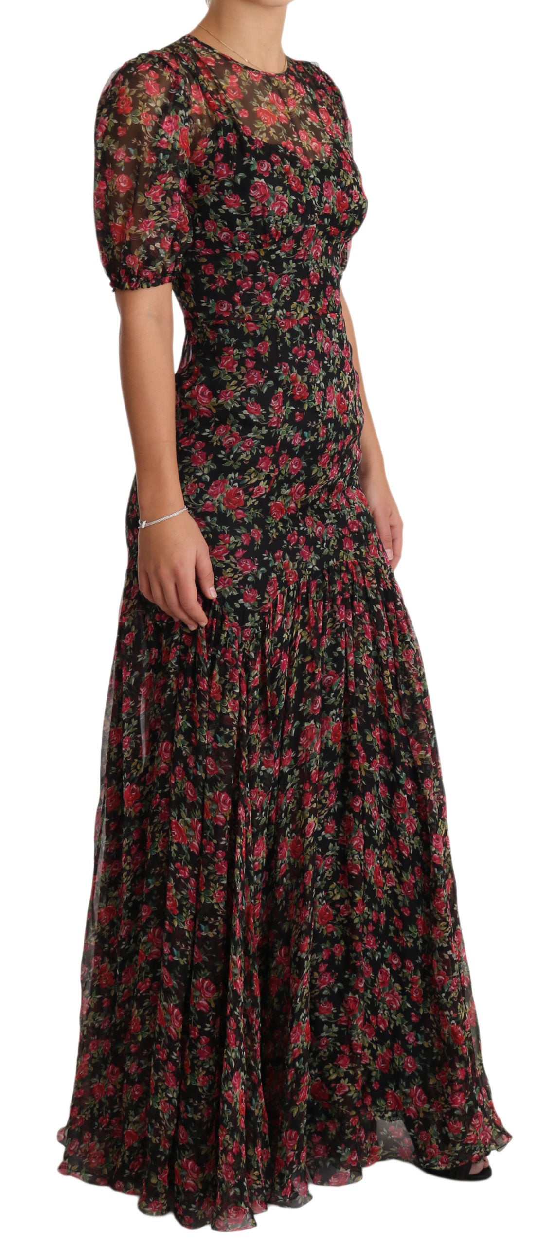 Dolce & Gabbana Black Floral Roses A-Line Shift Gown Dress - PreLoved & Luxe