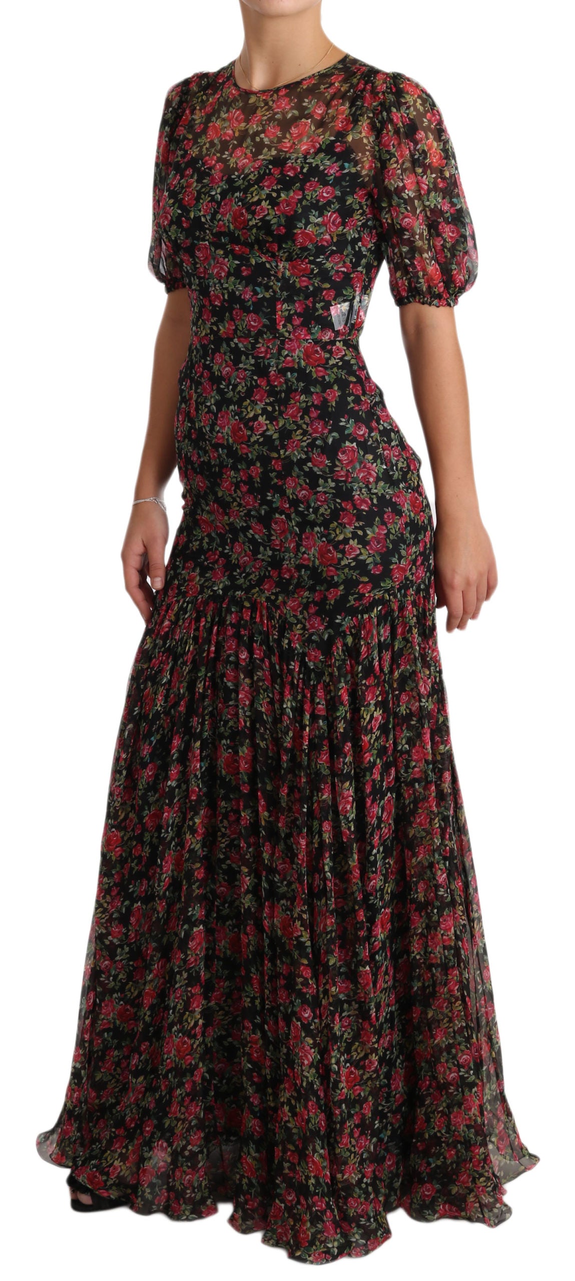 Dolce & Gabbana Black Floral Roses A-Line Shift Gown Dress - PreLoved & Luxe