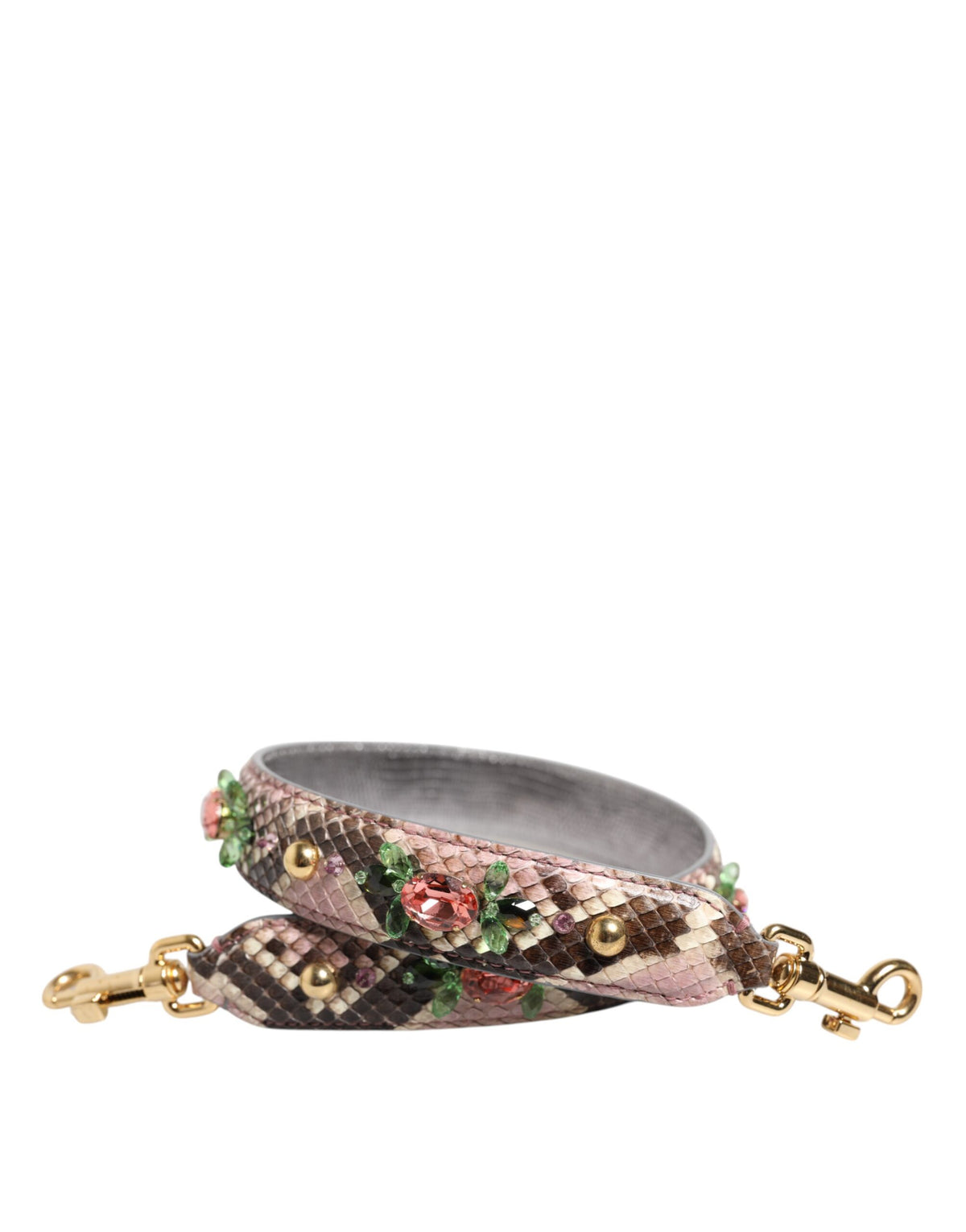 Dolce & Gabbana Python Embellished Crystal Stud Shoulder Strap