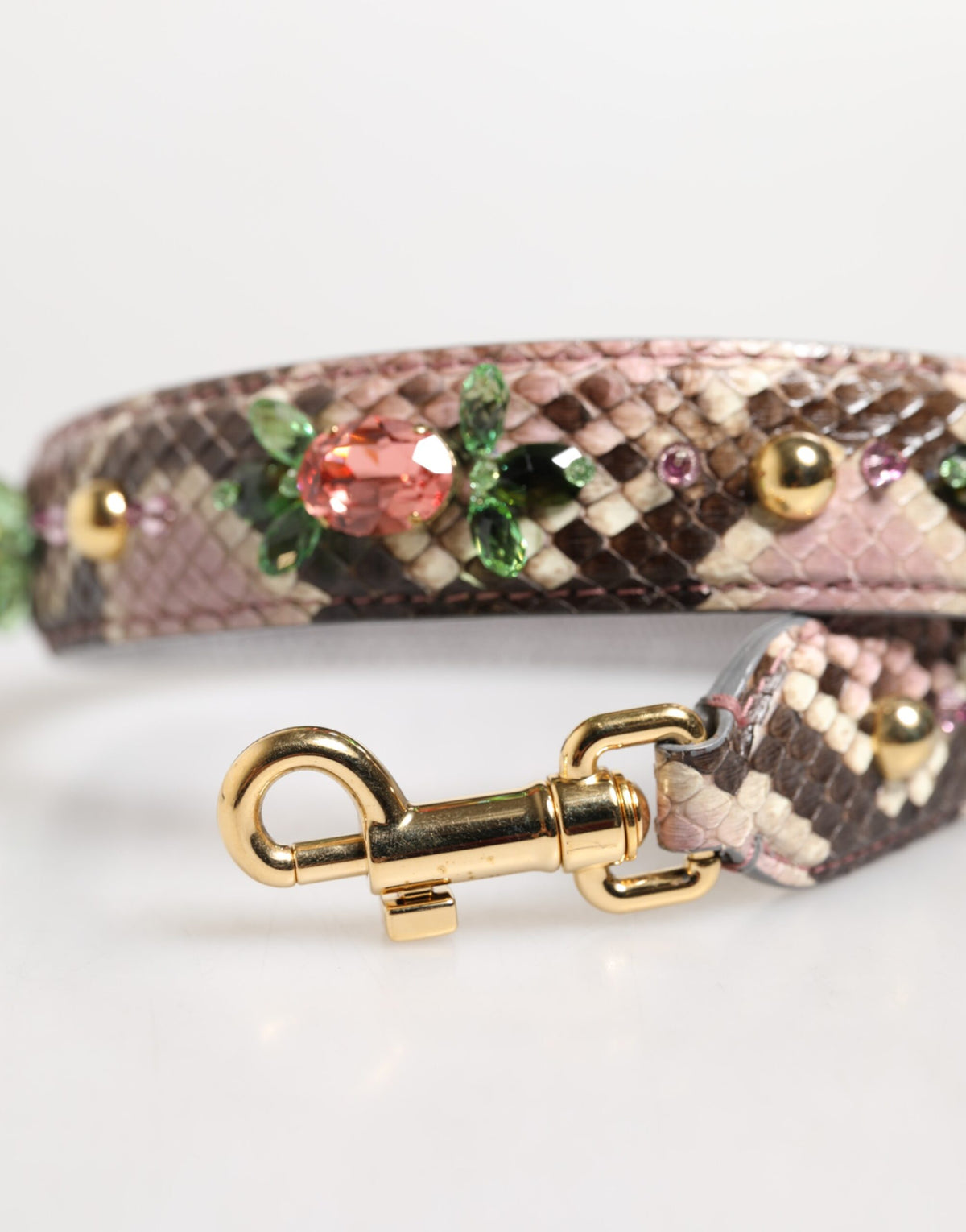 Dolce & Gabbana Python Embellished Crystal Stud Shoulder Strap