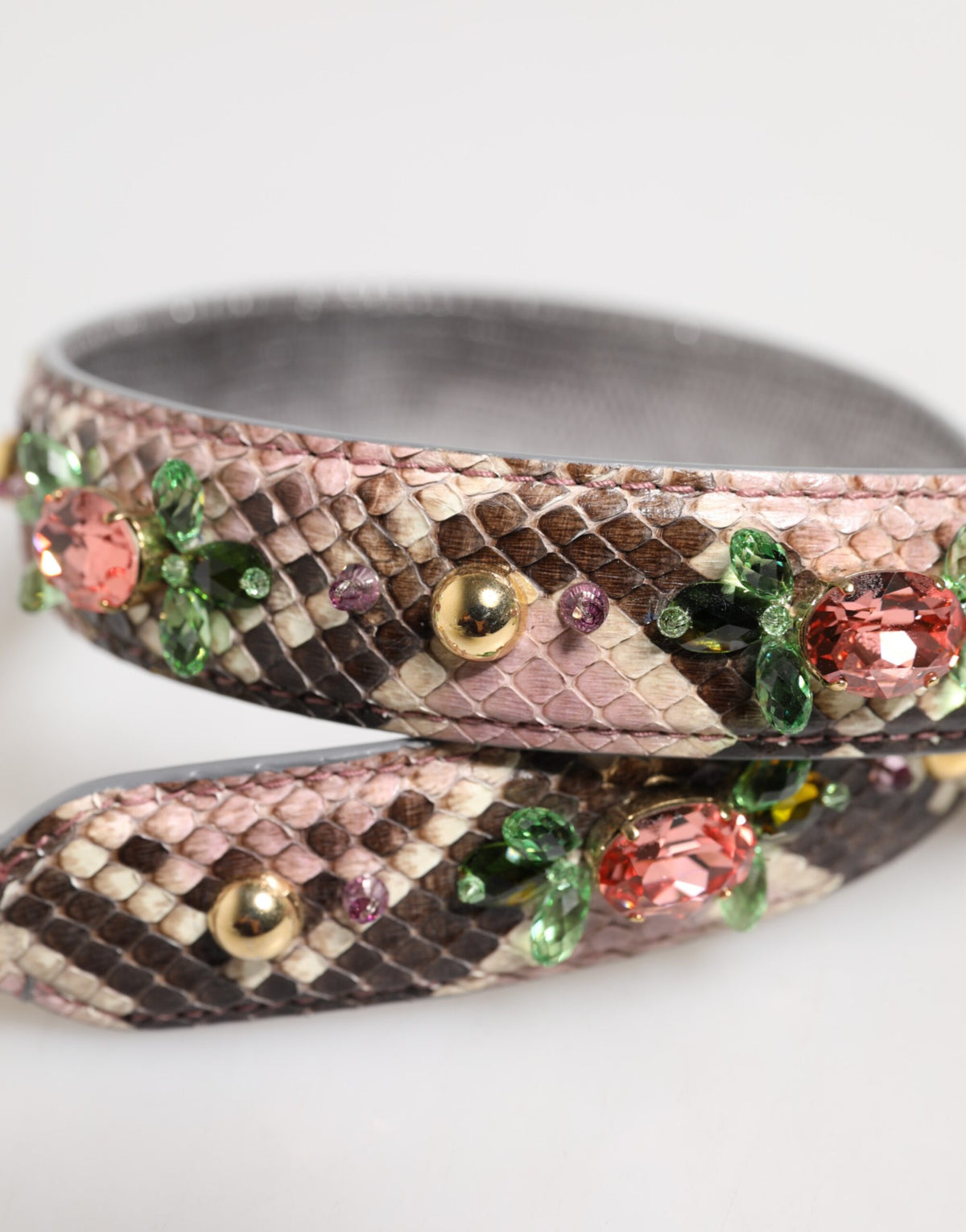 Dolce & Gabbana Python Embellished Crystal Stud Shoulder Strap