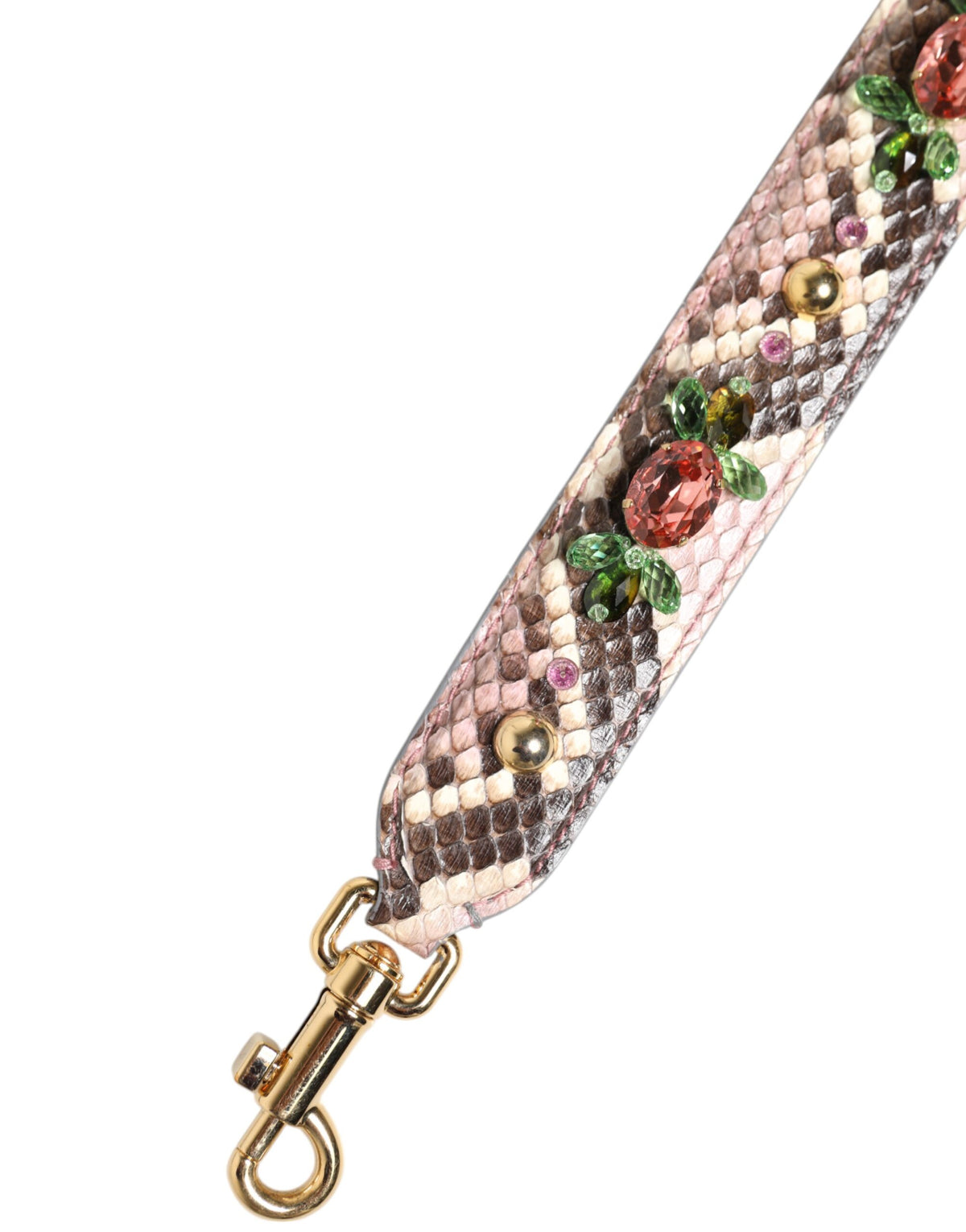 Dolce & Gabbana Python Embellished Crystal Stud Shoulder Strap