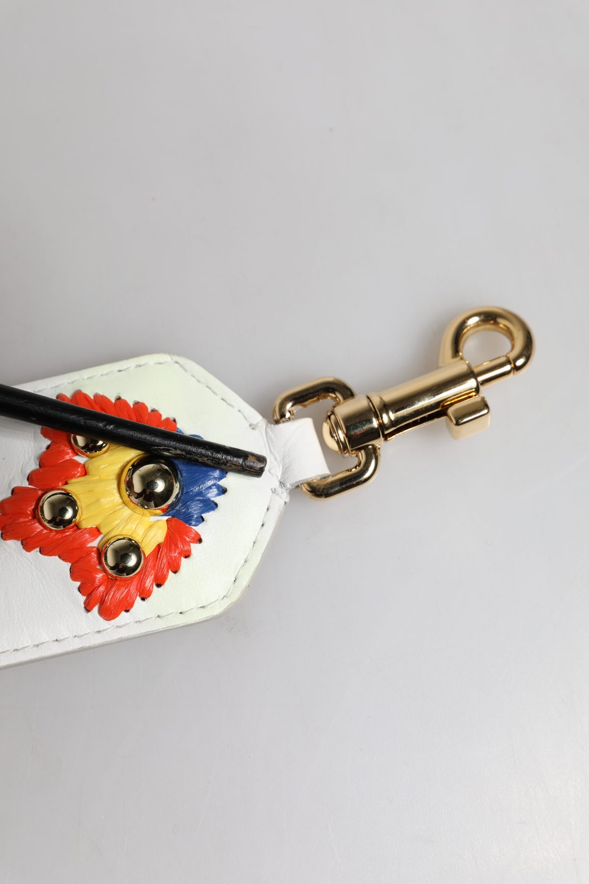 Dolce & Gabbana White Raffia Embroidered Patchwork Shoulder Strap