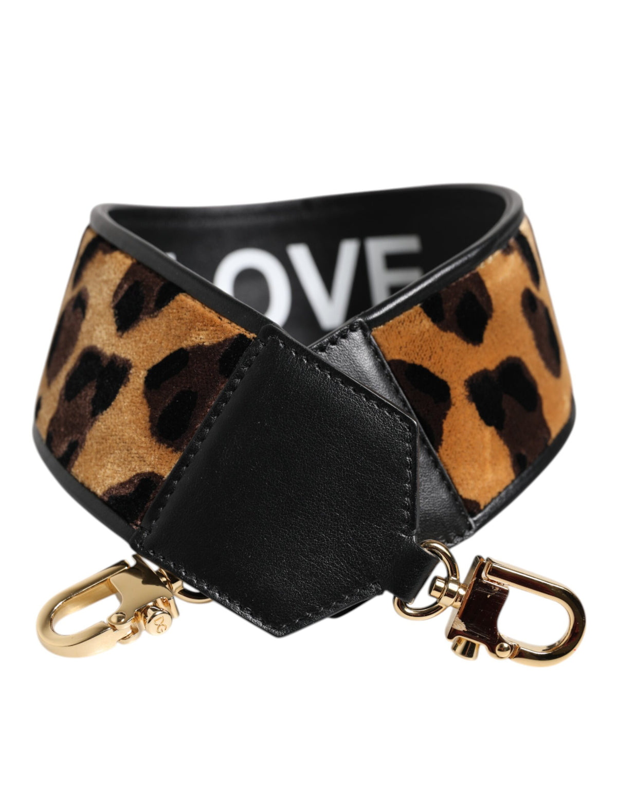 Dolce & Gabbana Black Leopard Print Reversible Bag Shoulder Strap, new with tags – image 1 of 5