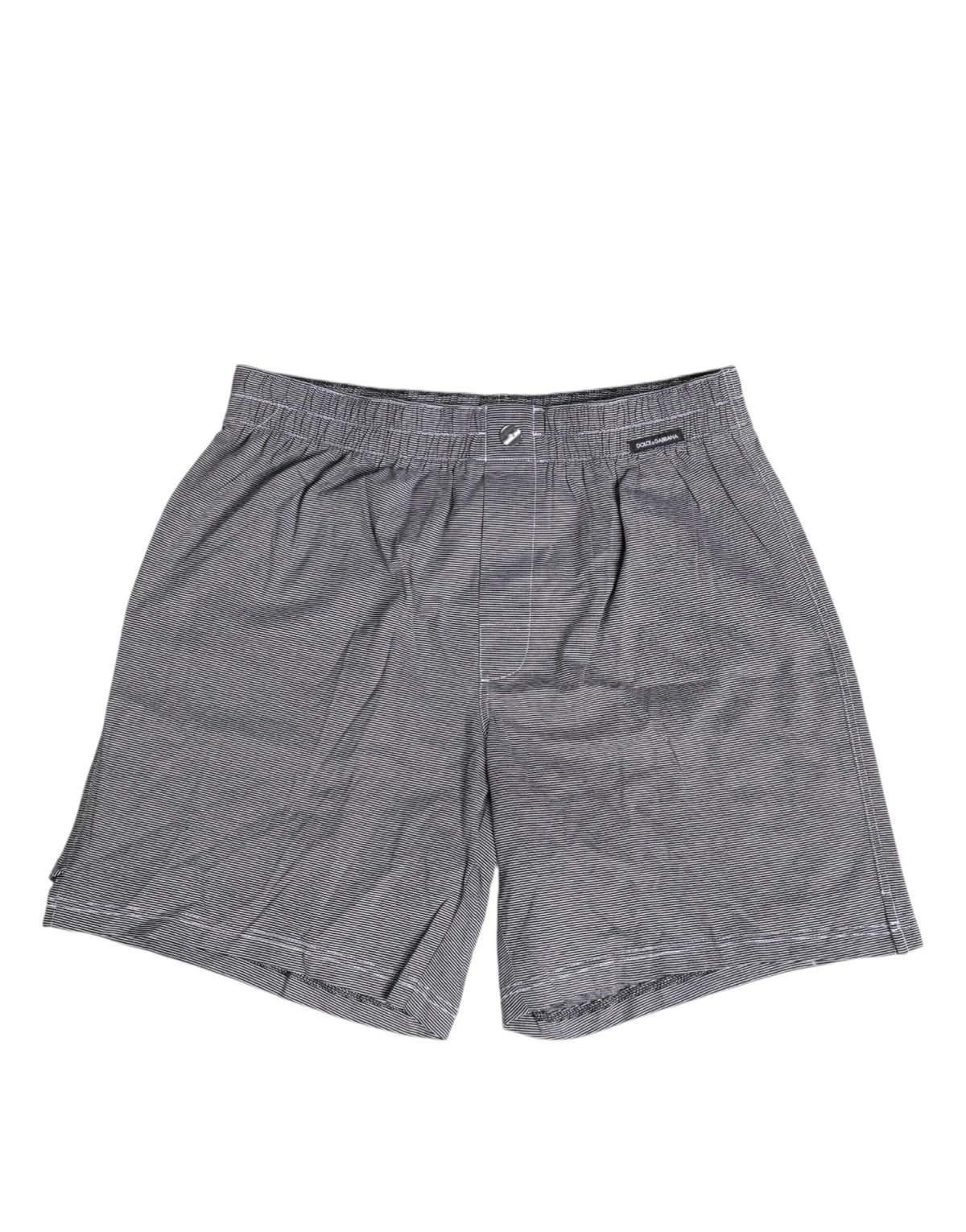 New Dolce & Gabbana Gray Striped Cotton Regular Boxer Underwear