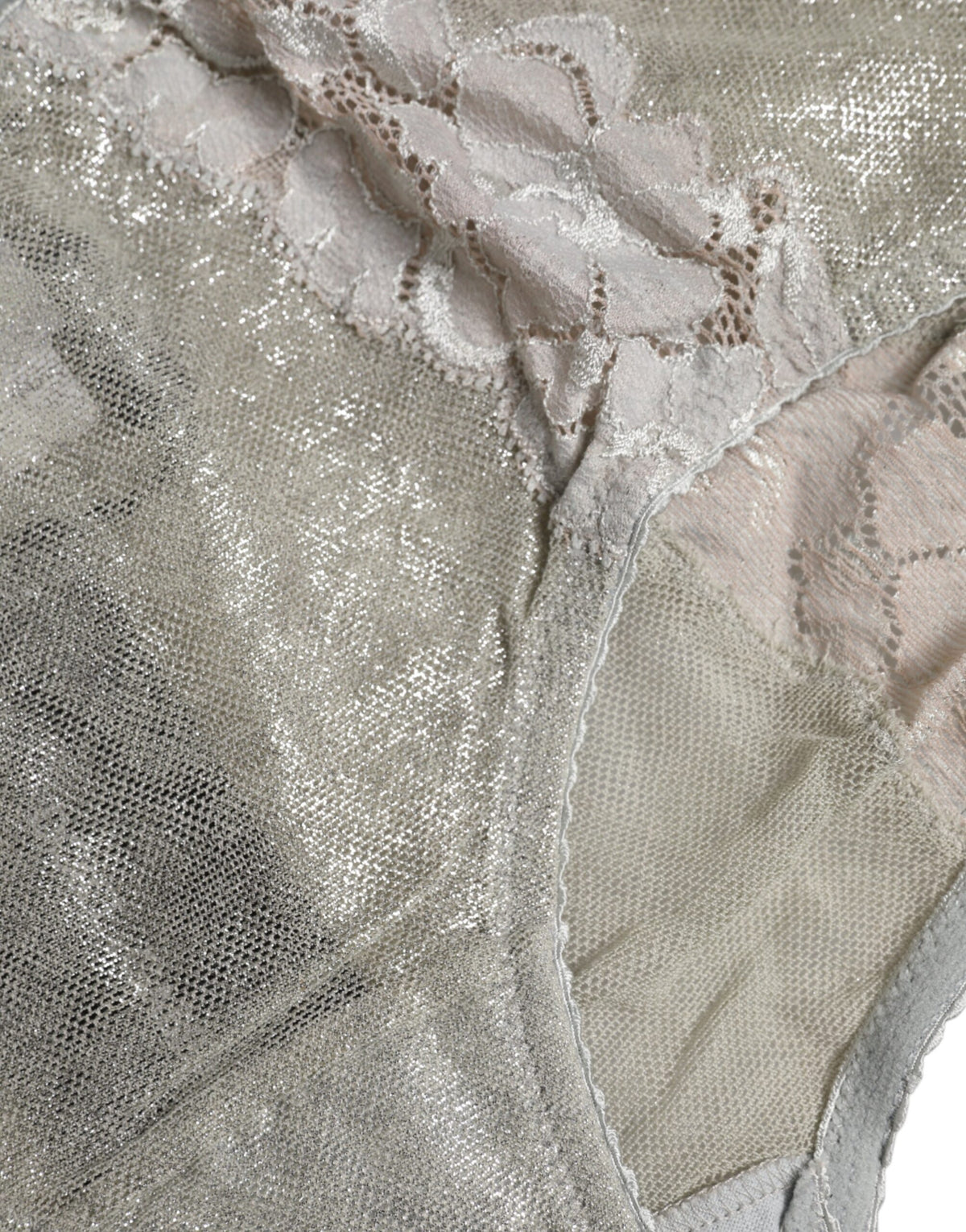 New Dolce & Gabbana Gray Cotton Floral Lace High Waist Panty Underwear