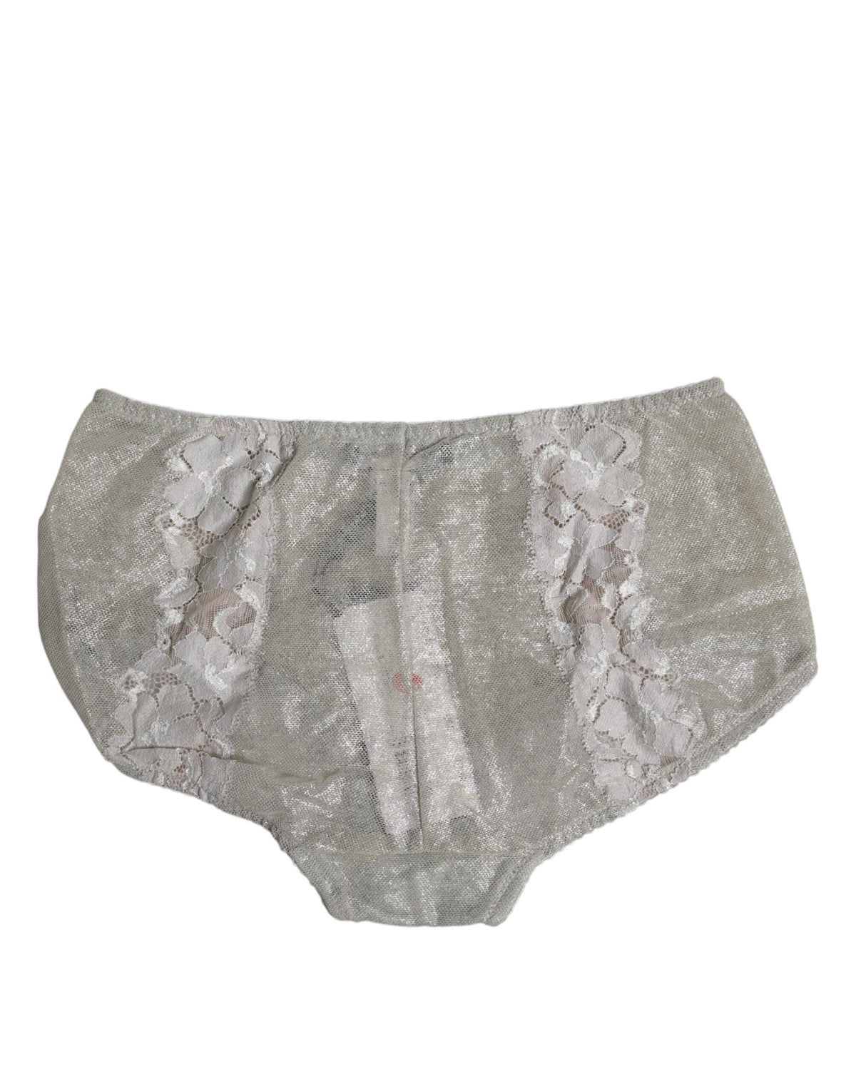 New Dolce & Gabbana Gray Cotton Floral Lace High Waist Panty Underwear