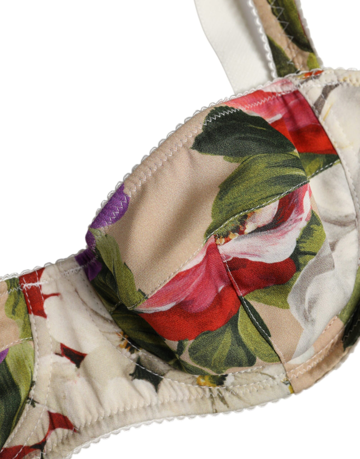 New Dolce & Gabbana Beige Floral Balconcino Underwired Bra Underwear