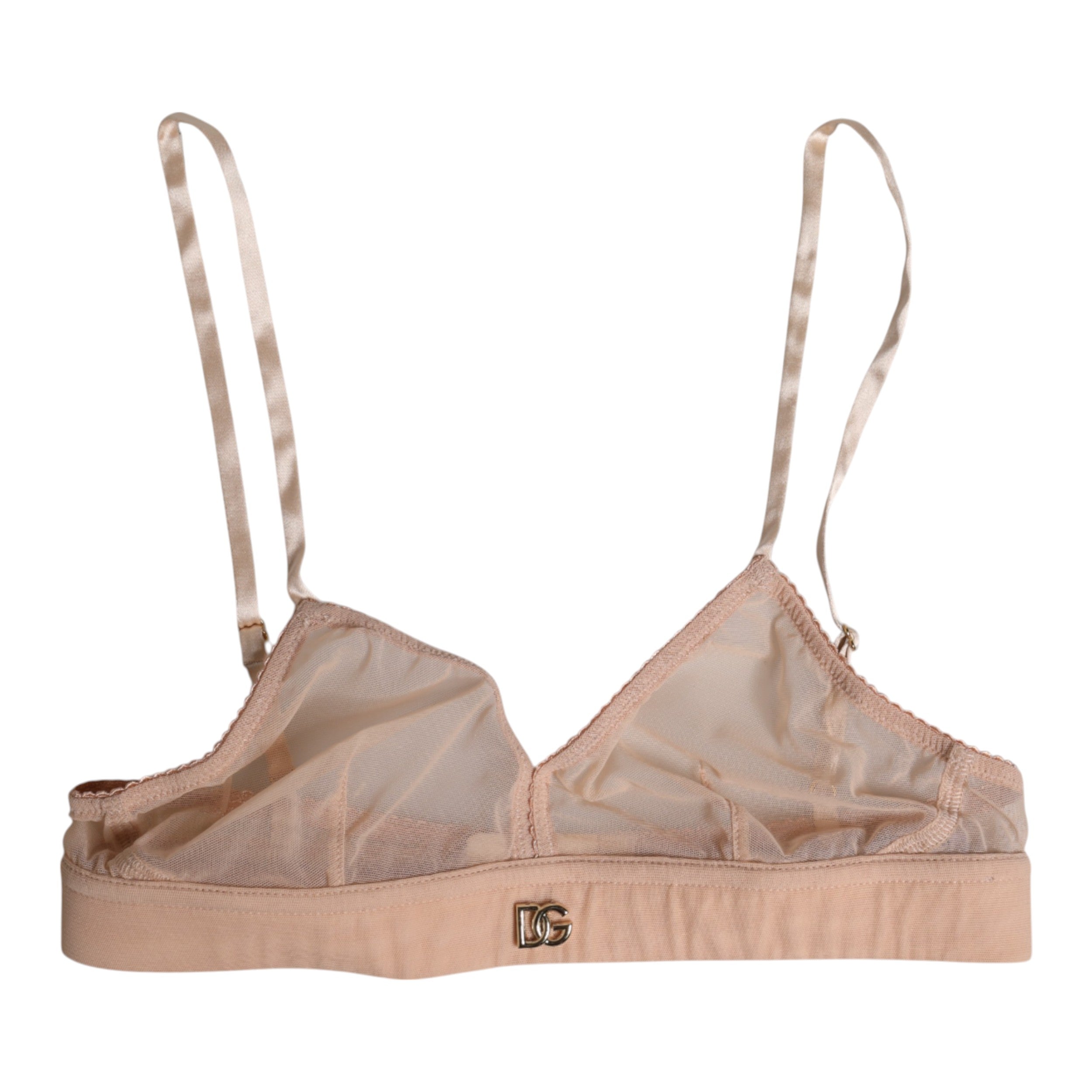 New Dolce & Gabbana Powder Pink Nylon DG Logo Non Wire Bra Underwear