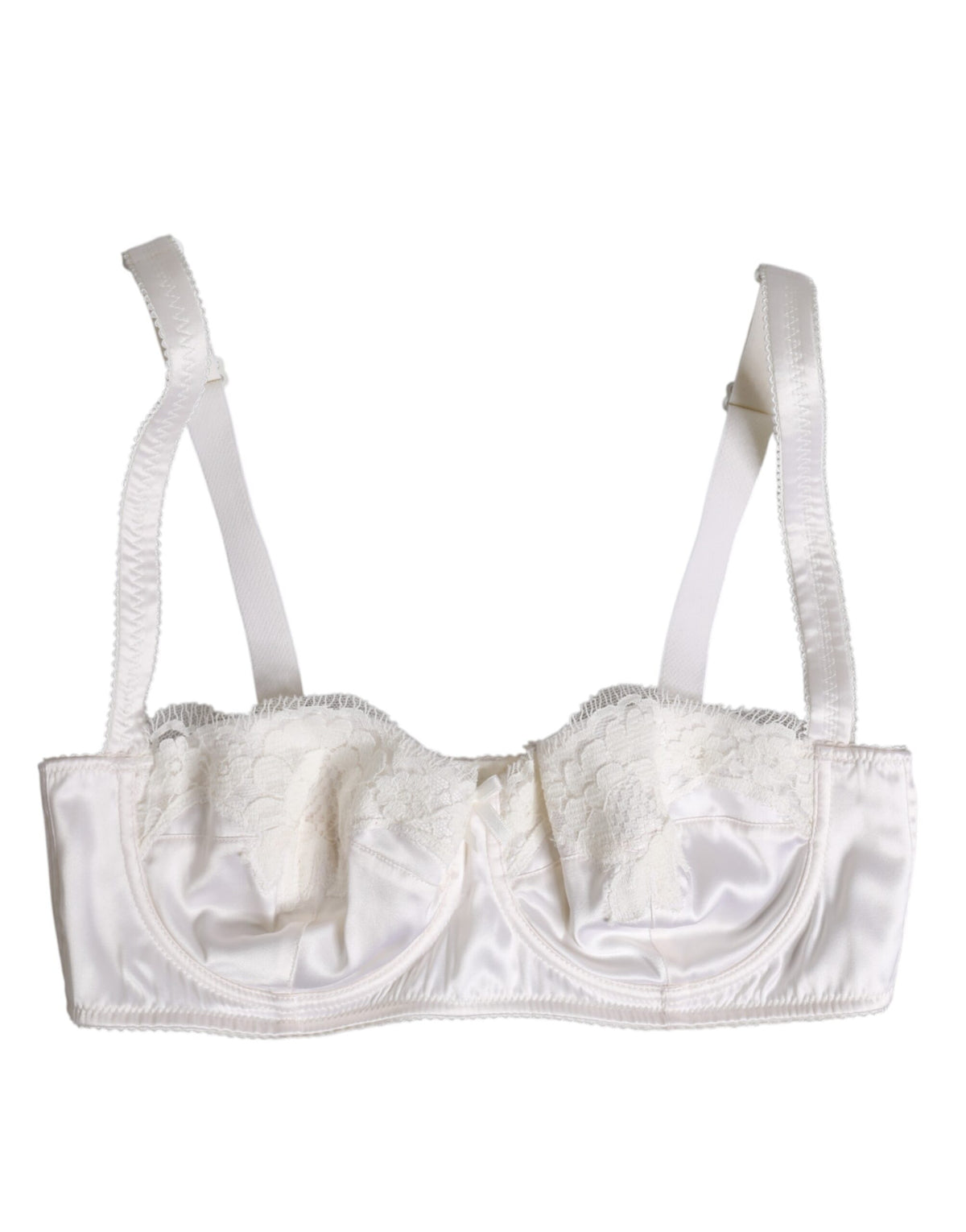 New Dolce & Gabbana White Silk Underwired Balconette Bra Underwear