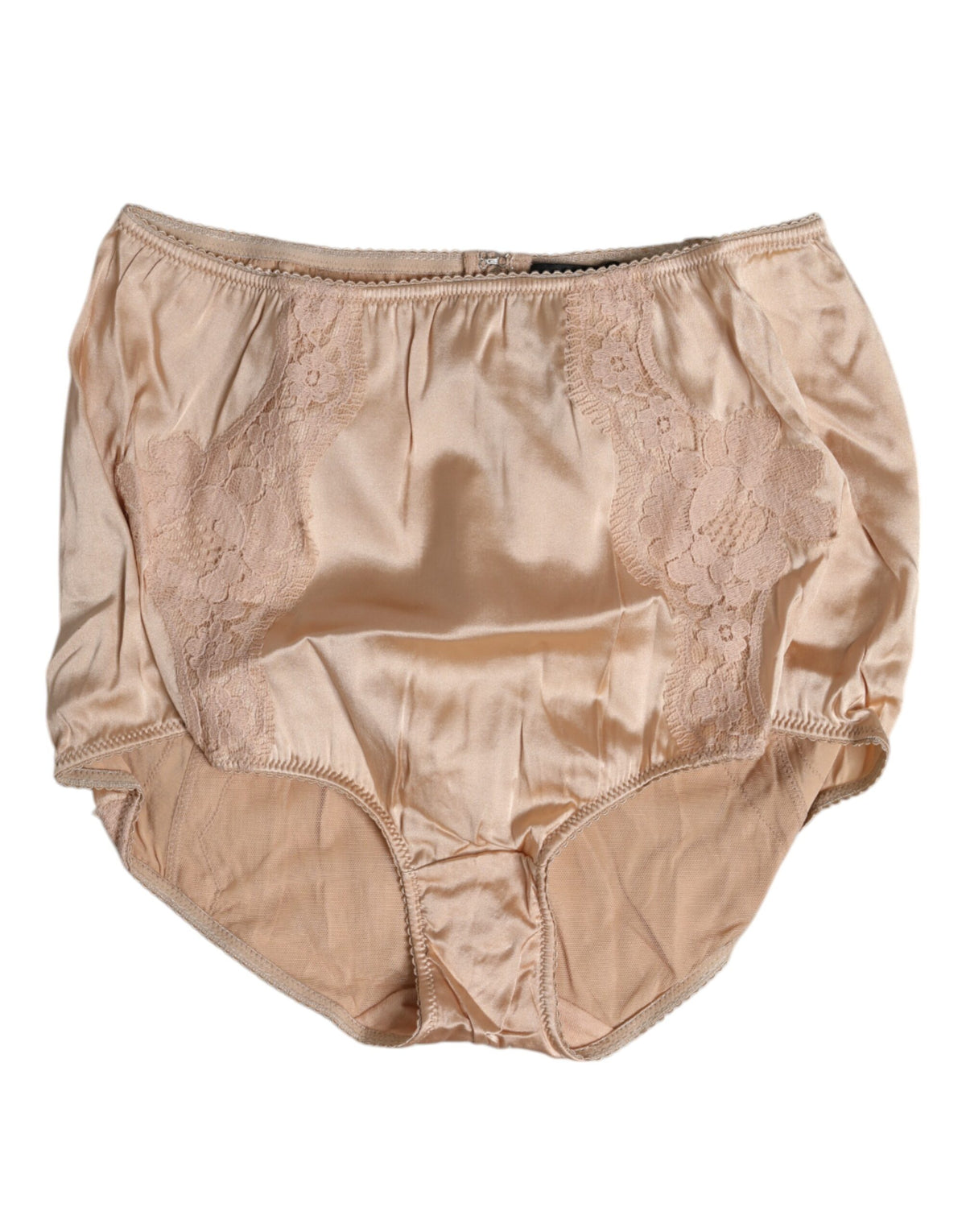 New Dolce & Gabbana Beige Silk Lace High Waist Bikini Panty Underwear