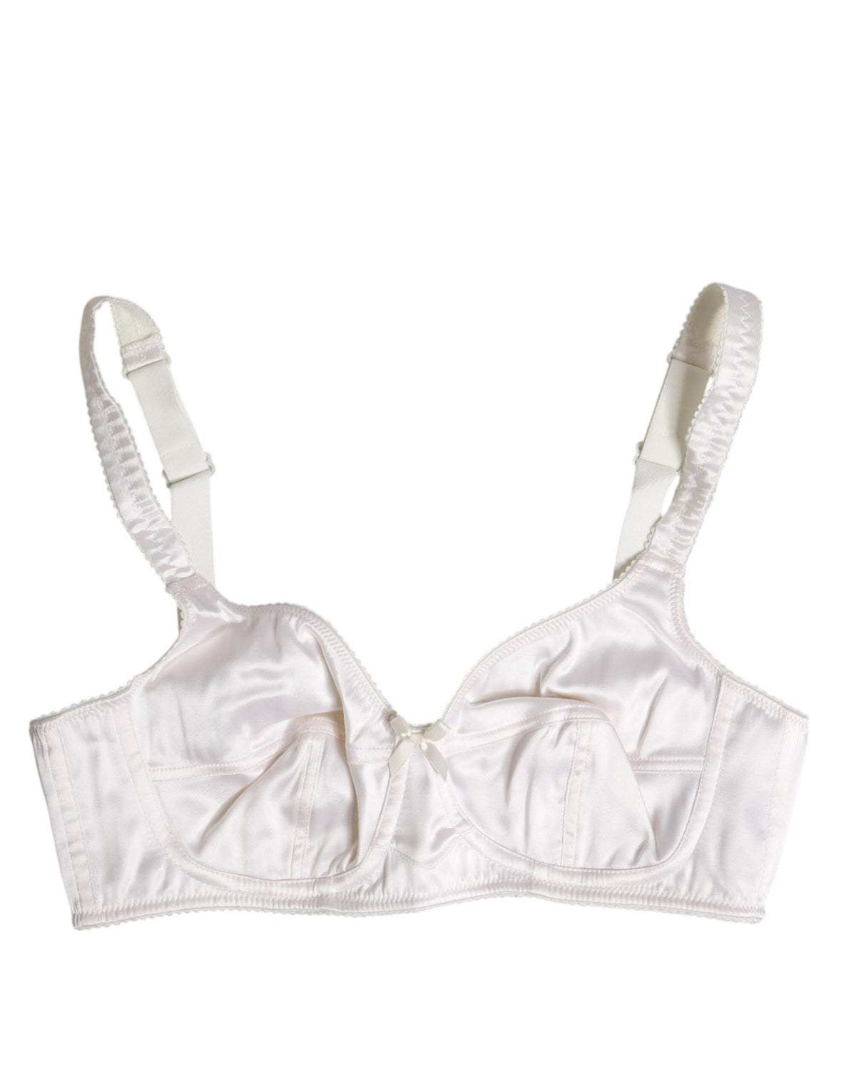 New Dolce & Gabbana White Silk Balconette Non Wire Bra Underwear