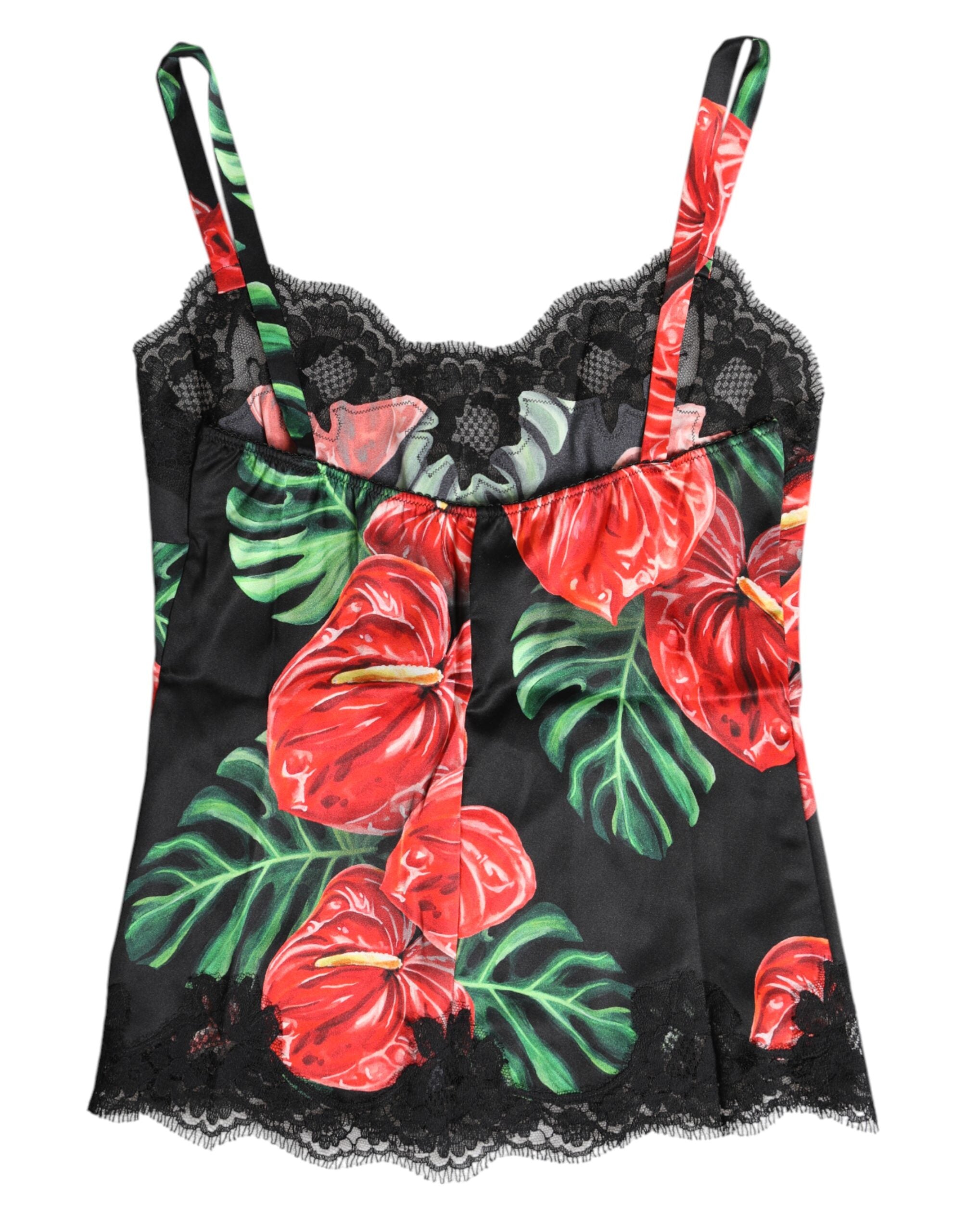 New Dolce & Gabbana Multicolor Floral Silk Tank Lingerie Underwear