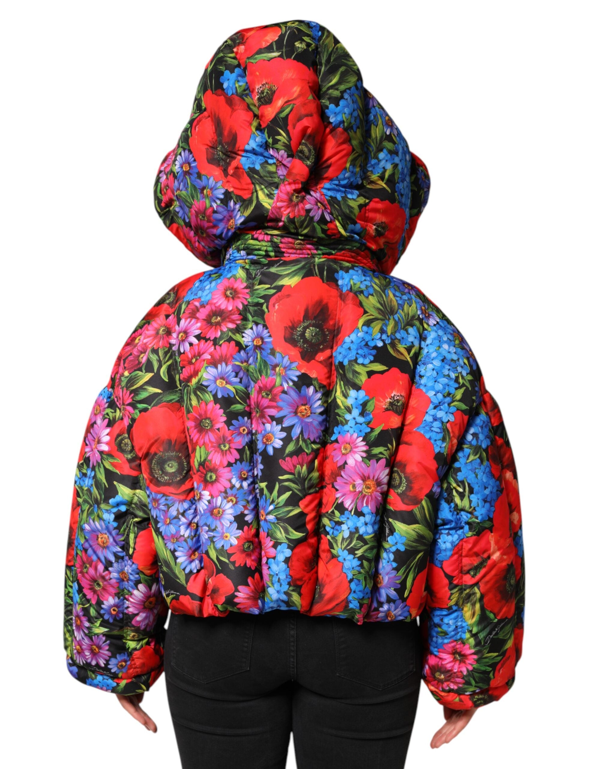 New Dolce & Gabbana Floral Hooded Puffer Coat Jacket