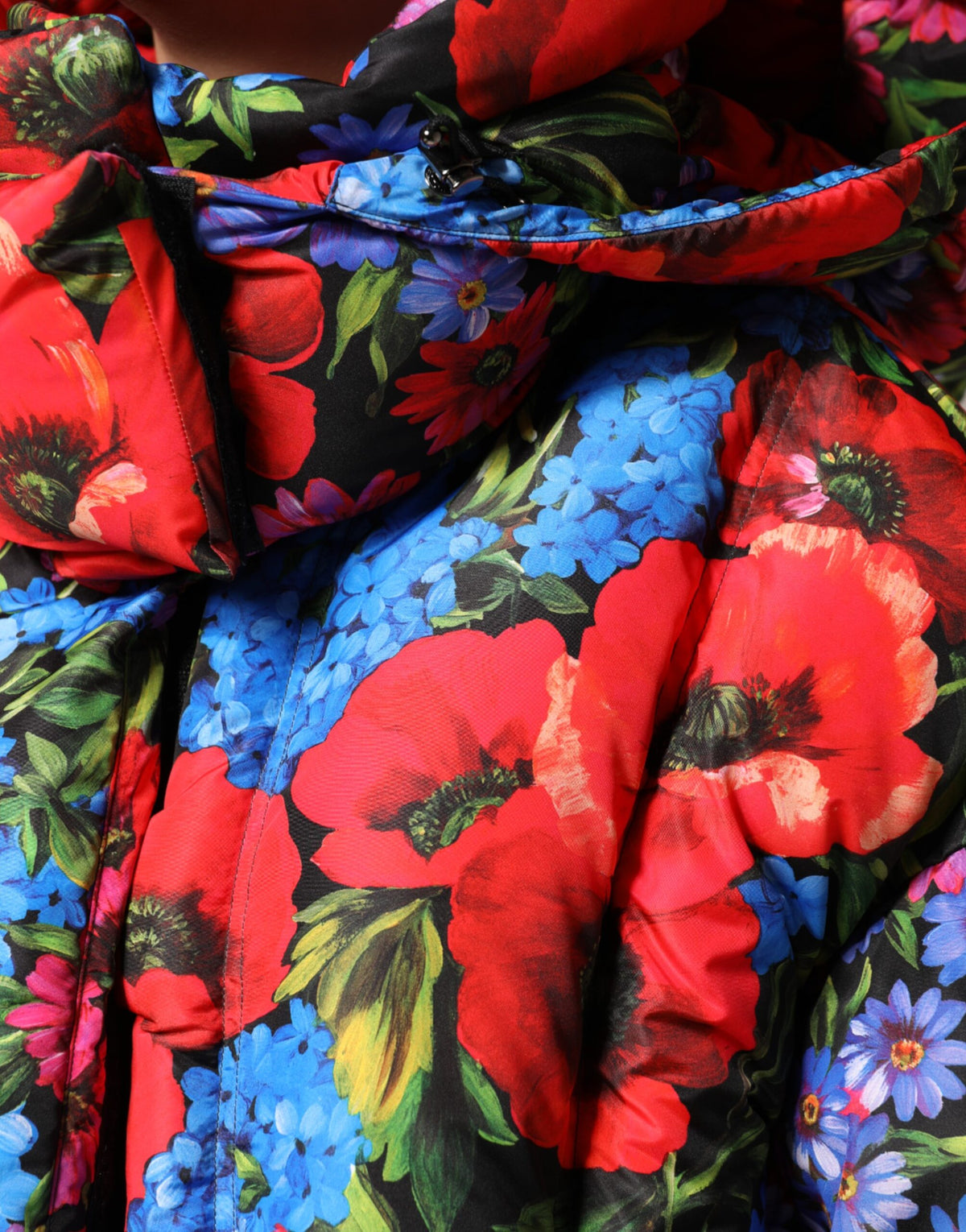 New Dolce & Gabbana Floral Hooded Puffer Coat Jacket