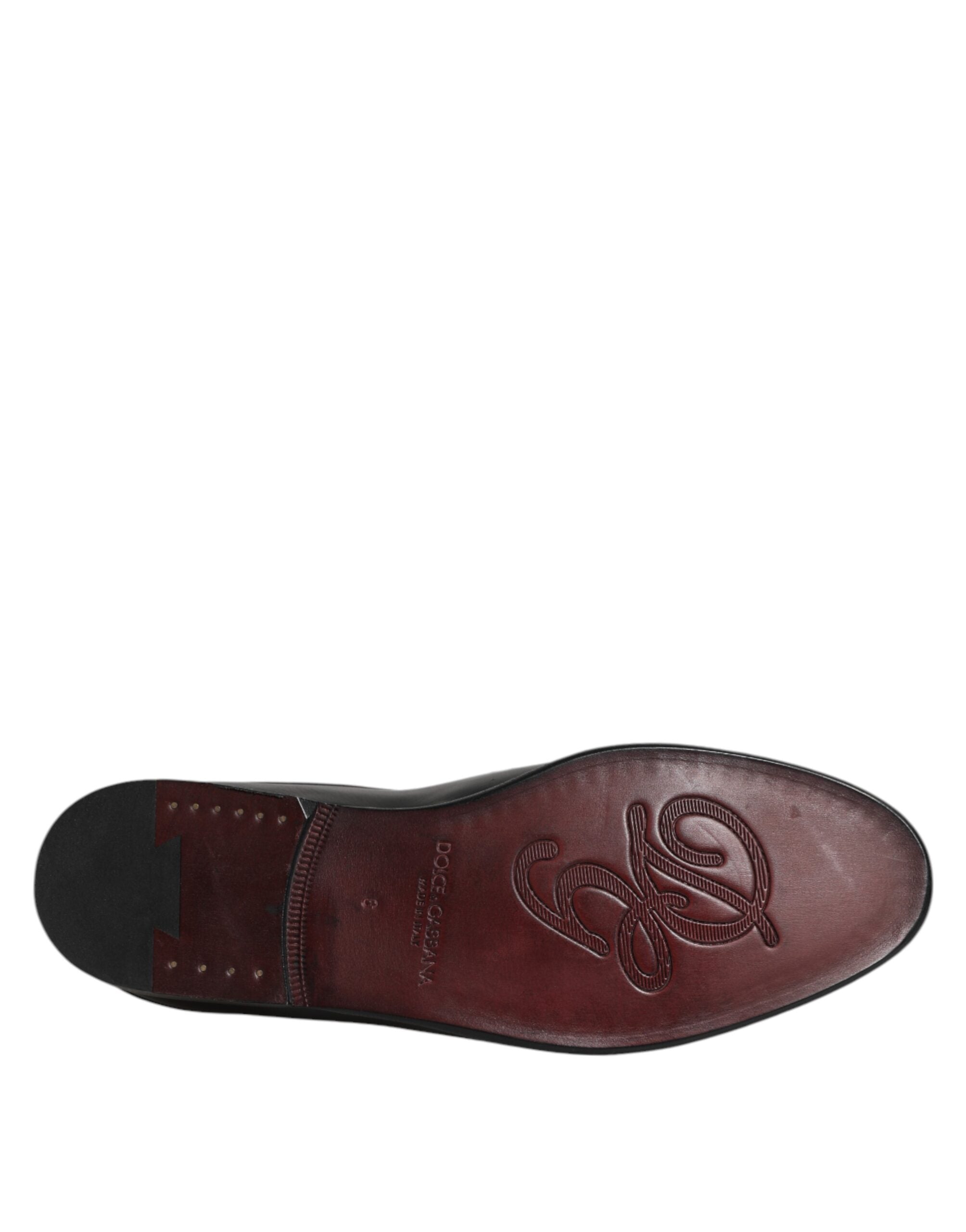 Dolce & Gabbana Black Calfskin Leather Slip On Loafers Shoes