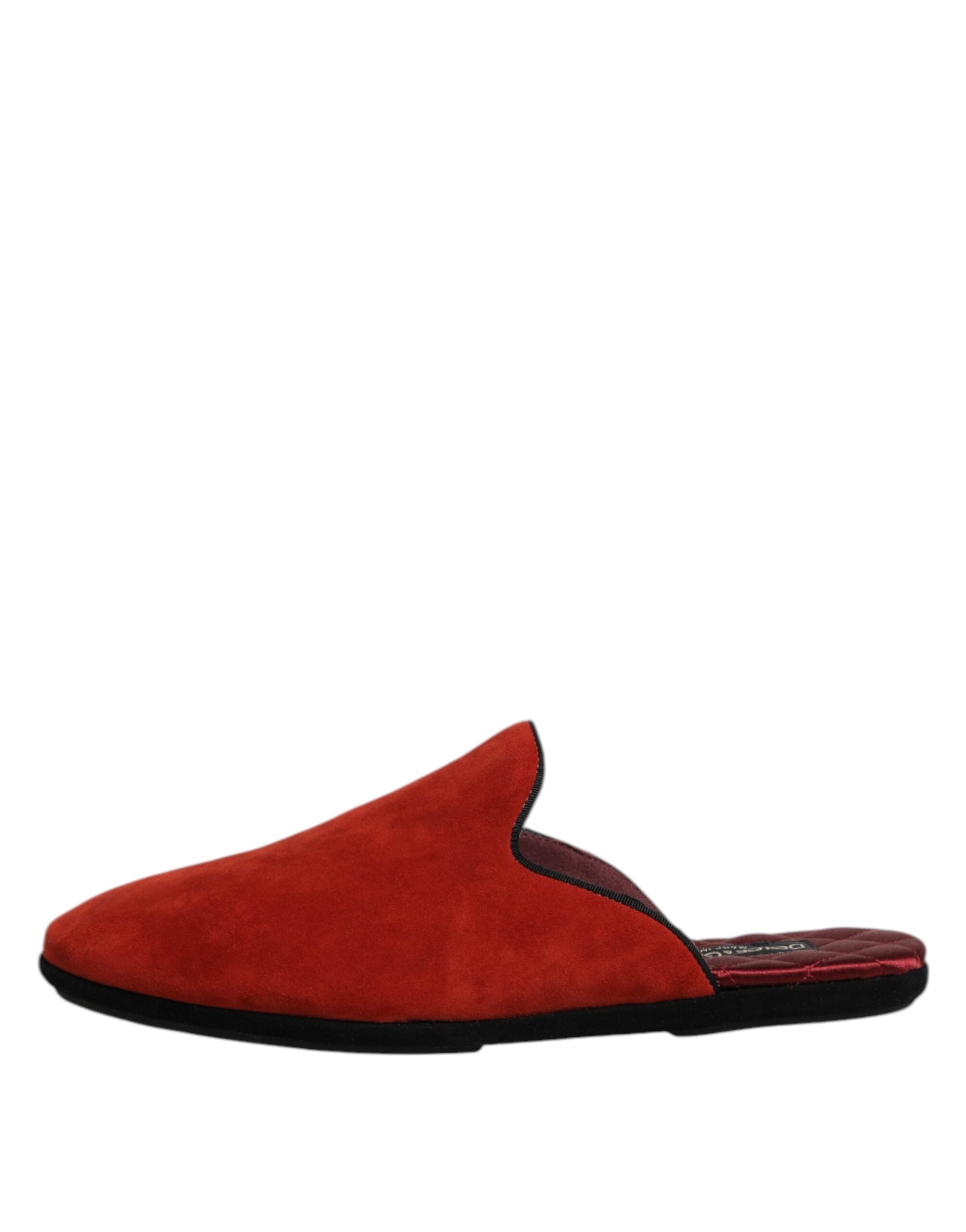 New Dolce & Gabbana Orange Suede Slides Flat Slipper Shoes