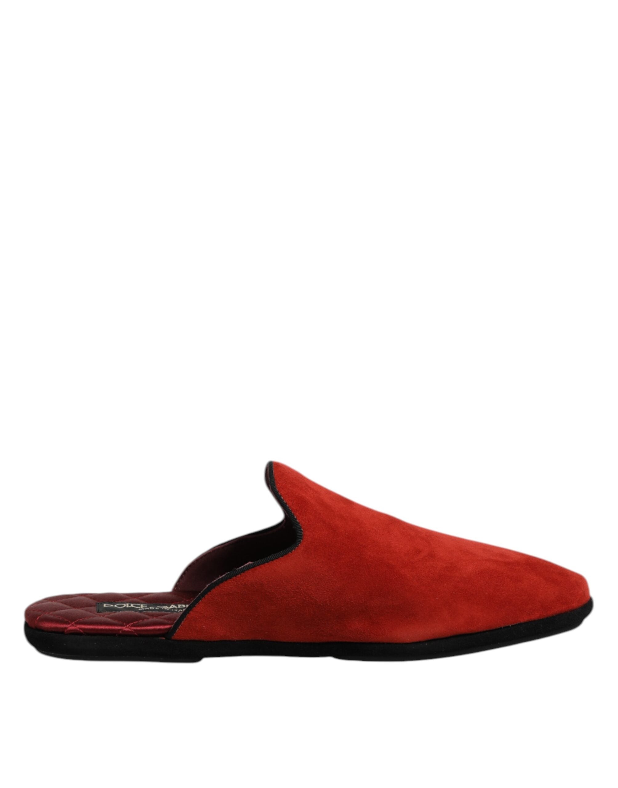 New Dolce & Gabbana Orange Suede Slides Flat Slipper Shoes