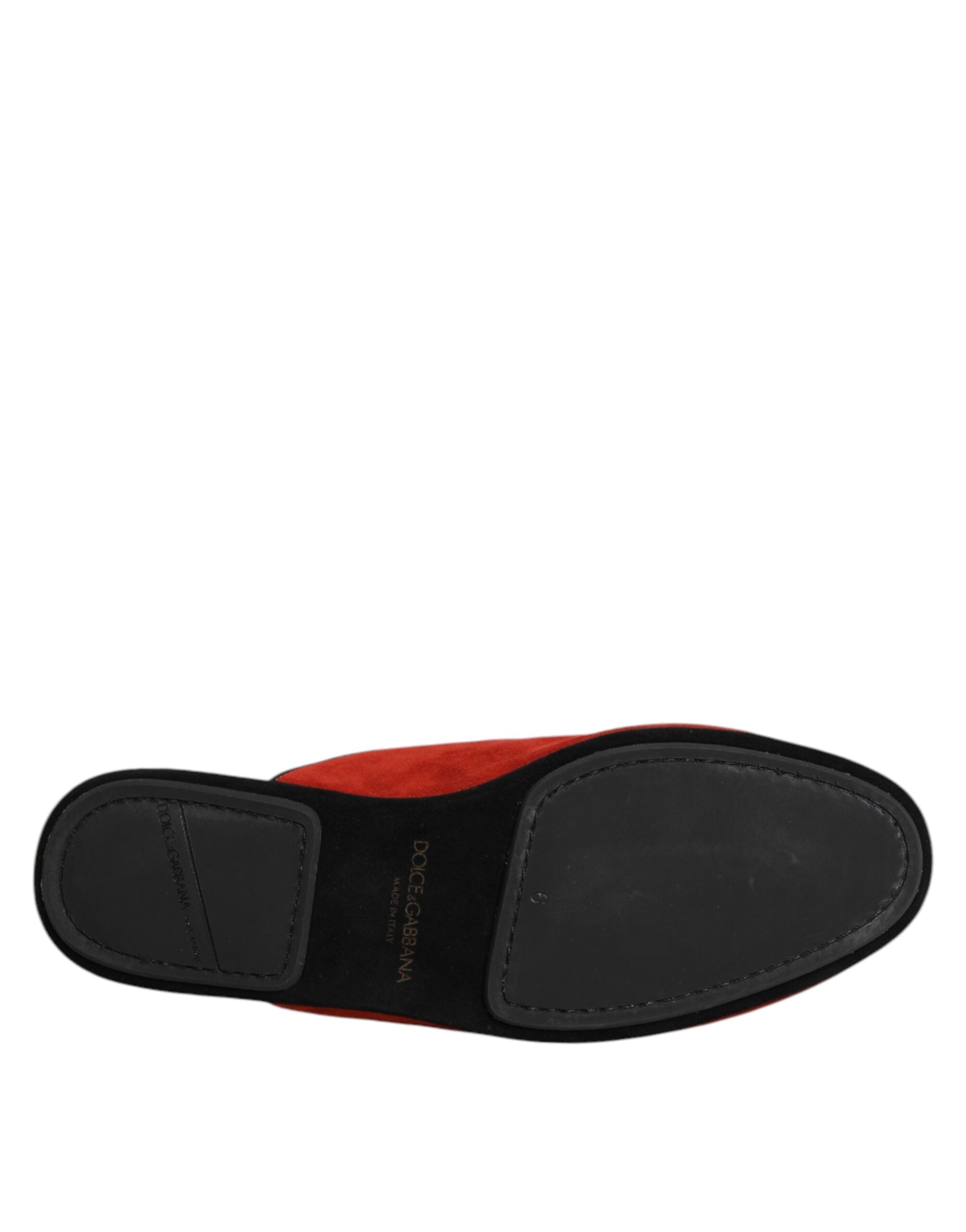 New Dolce & Gabbana Orange Suede Slides Flat Slipper Shoes