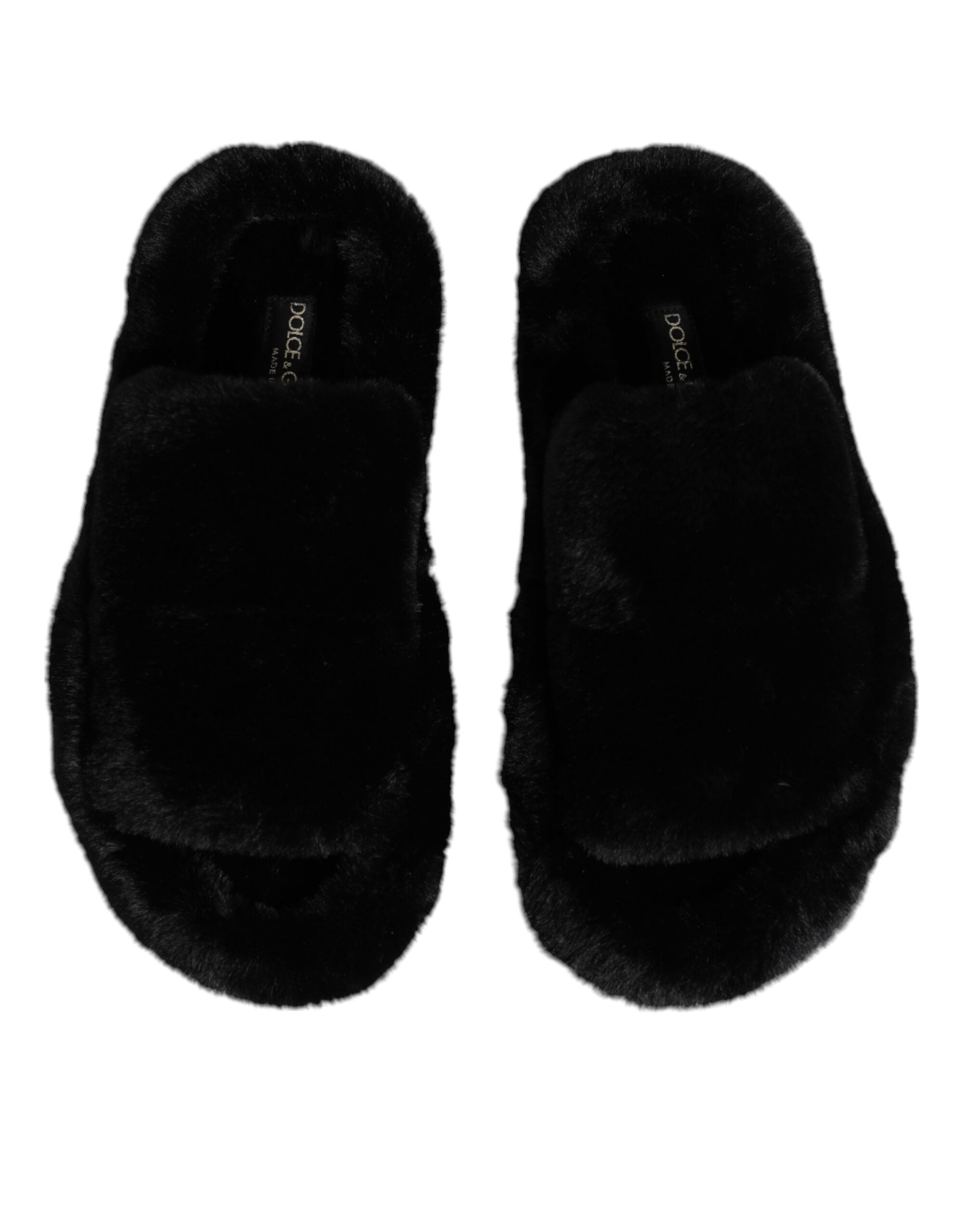 New Dolce & Gabbana Black Velvet Slides Slipper Shoes