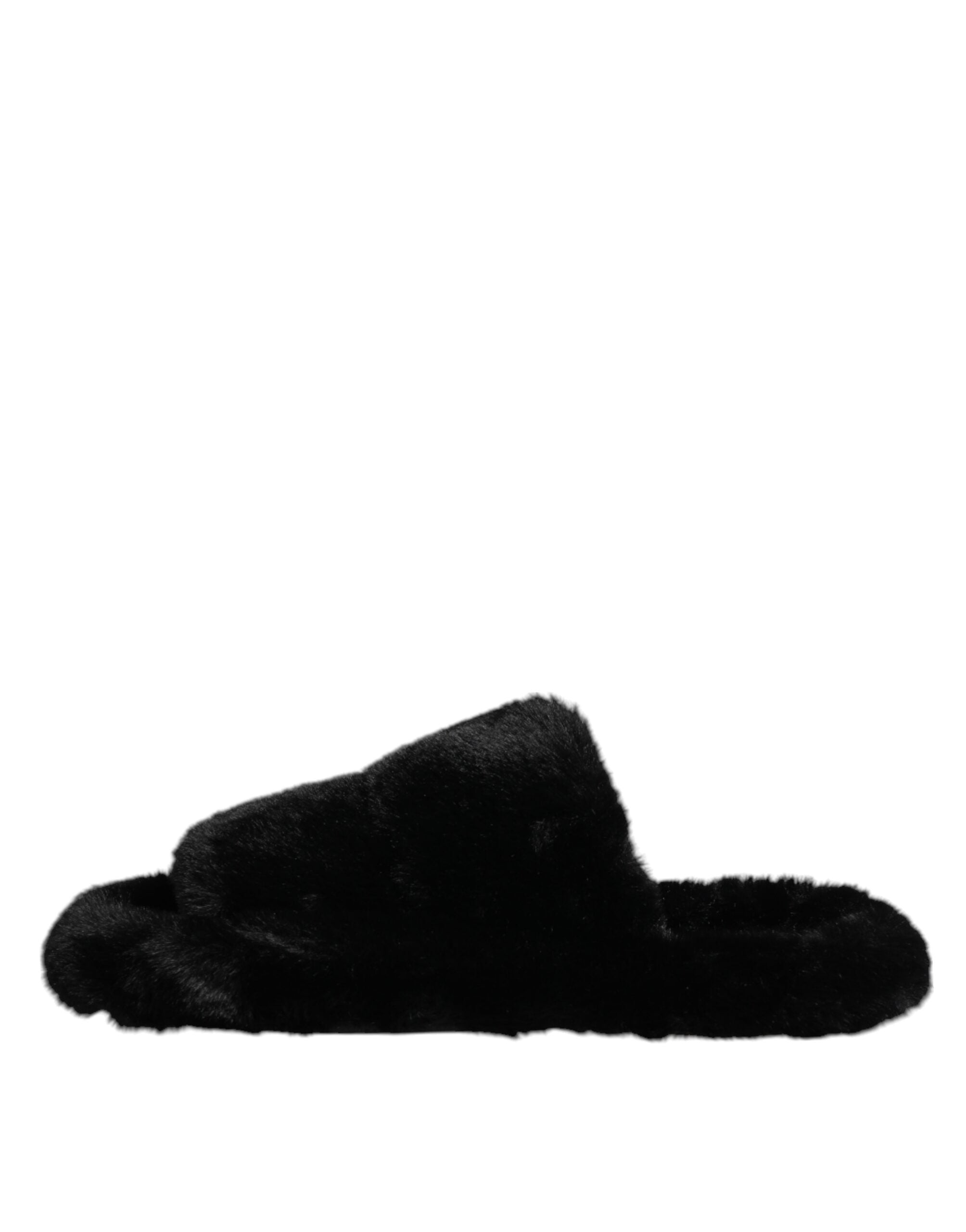 New Dolce & Gabbana Black Velvet Slides Slipper Shoes