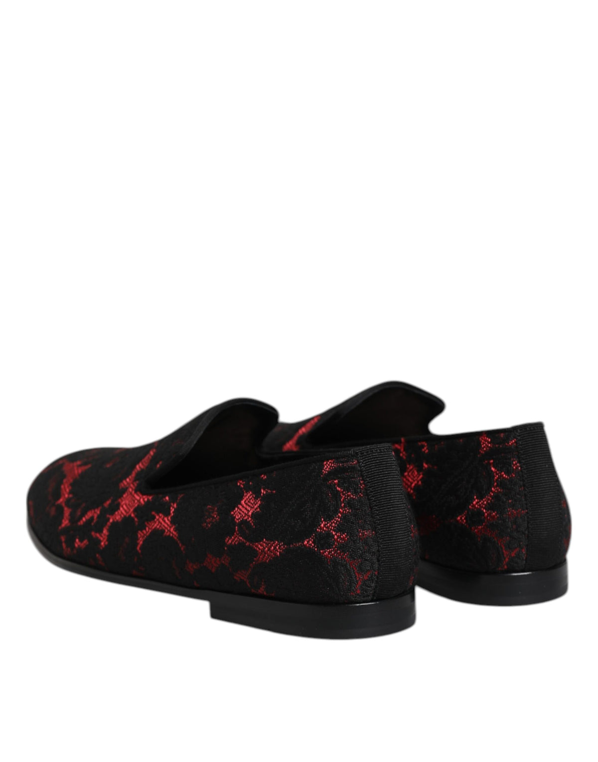 New Dolce & Gabbana Red Black Jacquard Slip On Men Loafers Shoes