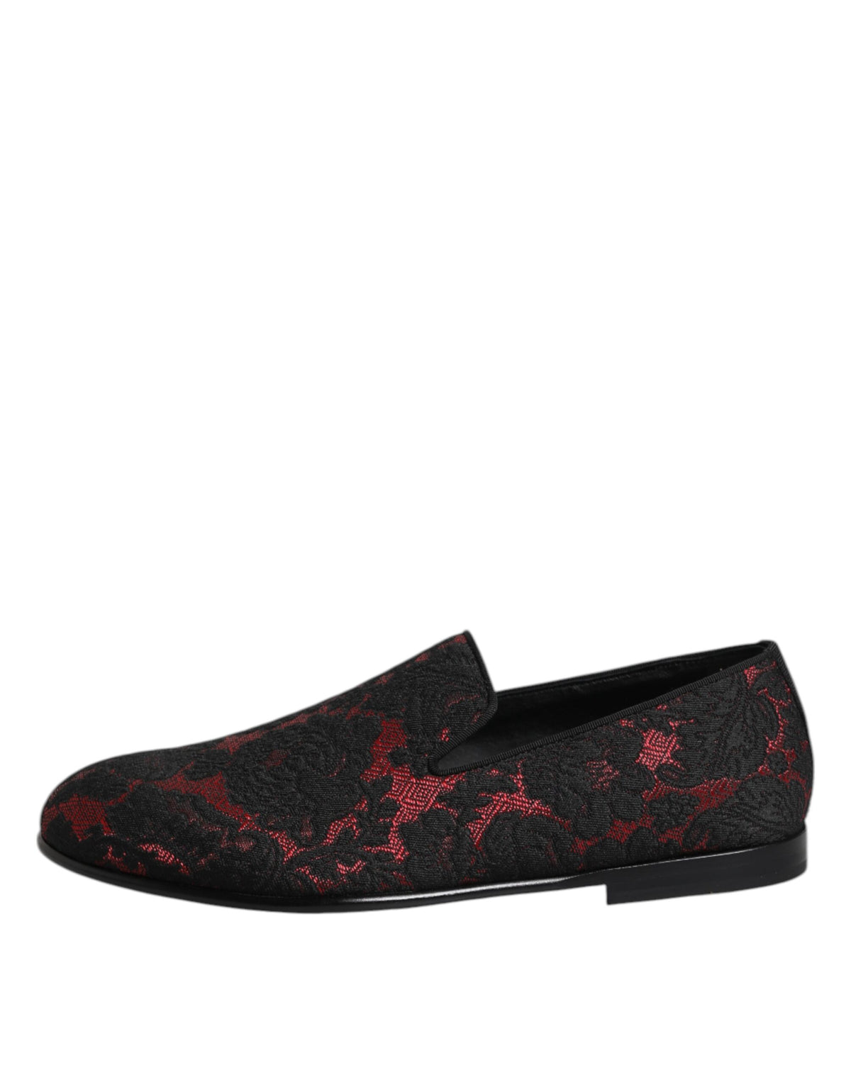 New Dolce & Gabbana Red Black Jacquard Slip On Men Loafers Shoes