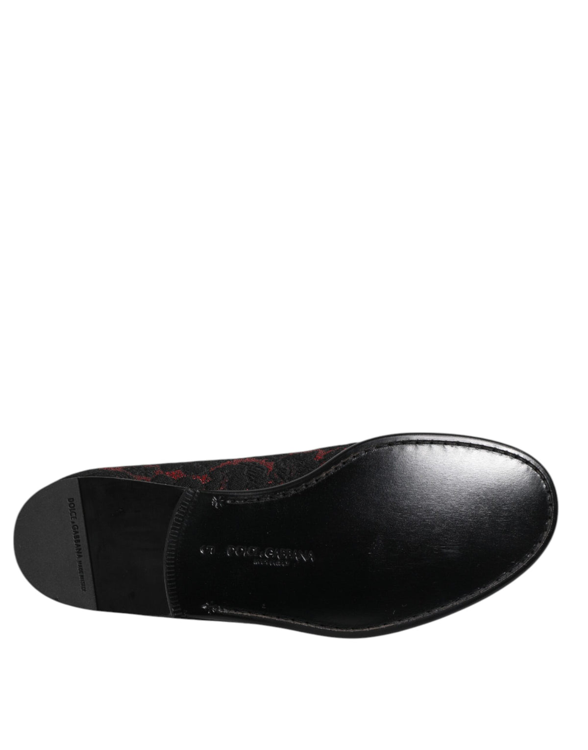 New Dolce & Gabbana Red Black Jacquard Slip On Men Loafers Shoes