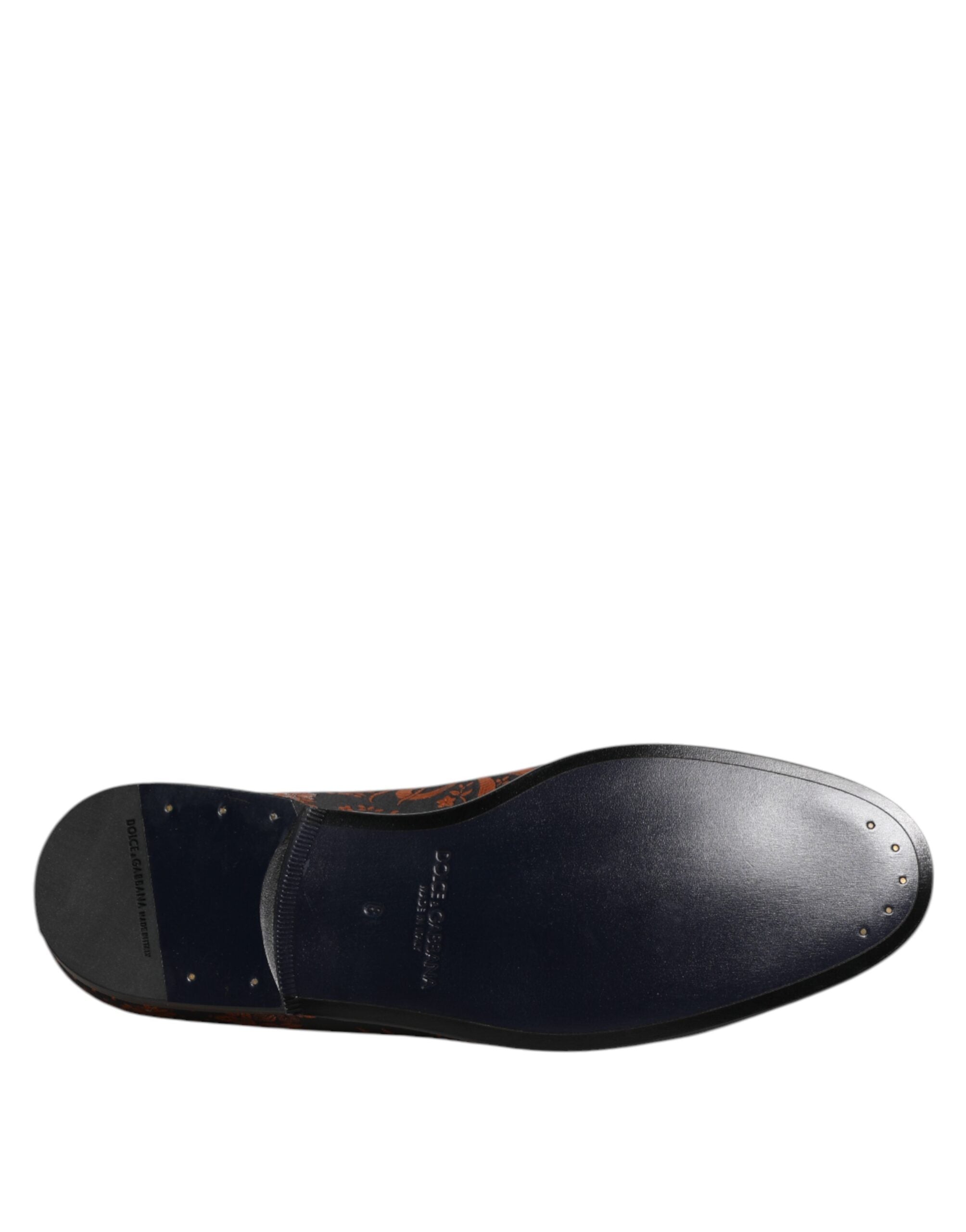 Dolce & Gabbana Black Jacquard Polyester Slip On Loafers Shoes