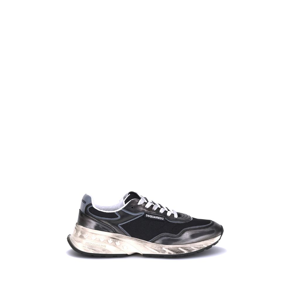 Dsquared² Black Leather Athletic Sneakers