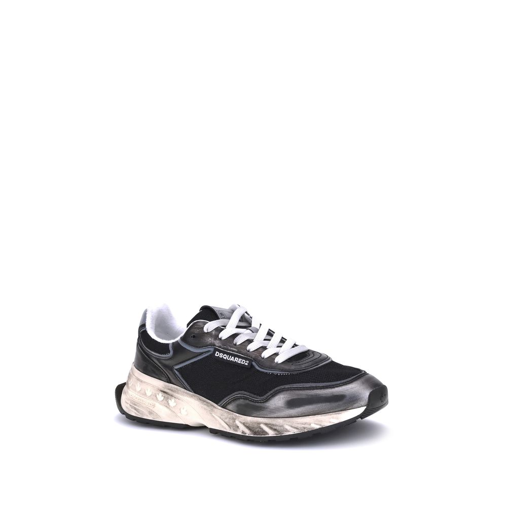Dsquared² Black Leather Athletic Sneakers