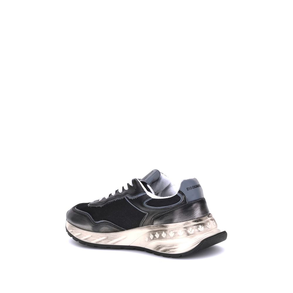 Dsquared² Black Leather Athletic Sneakers