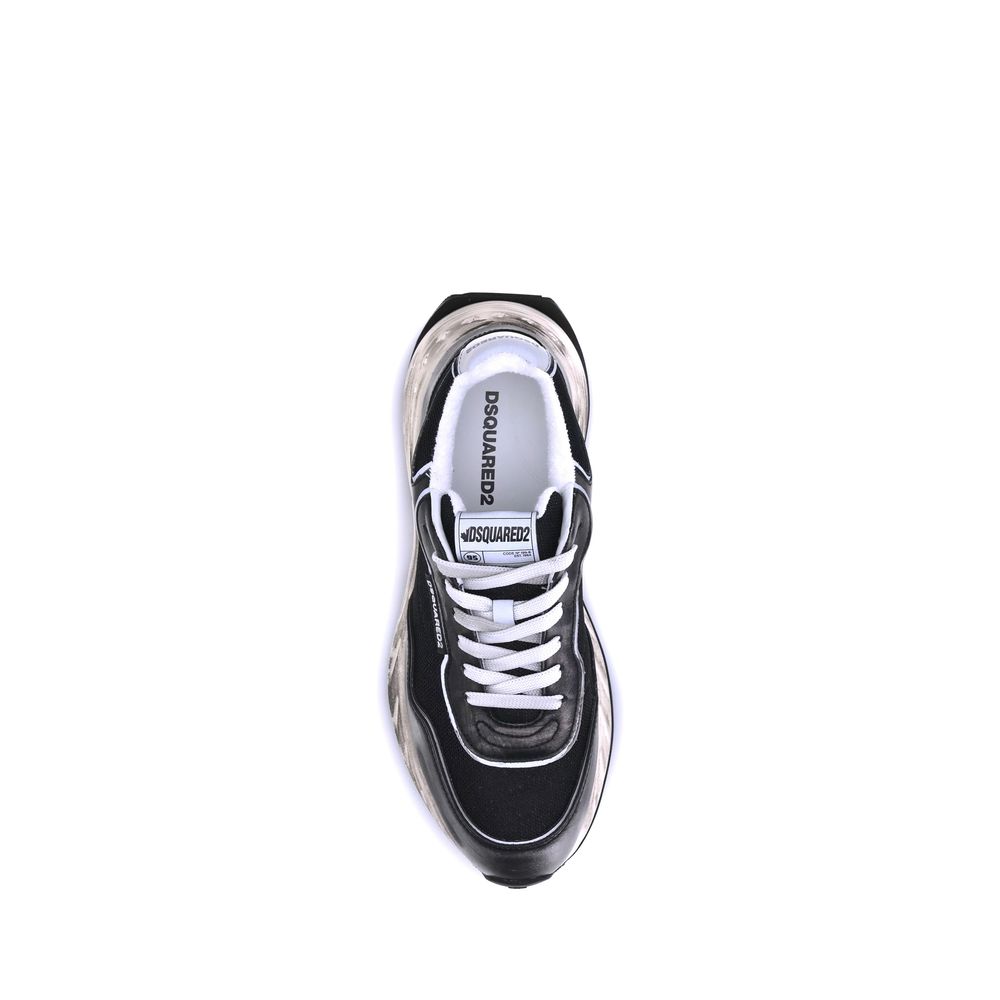 Dsquared² Black Leather Athletic Sneakers