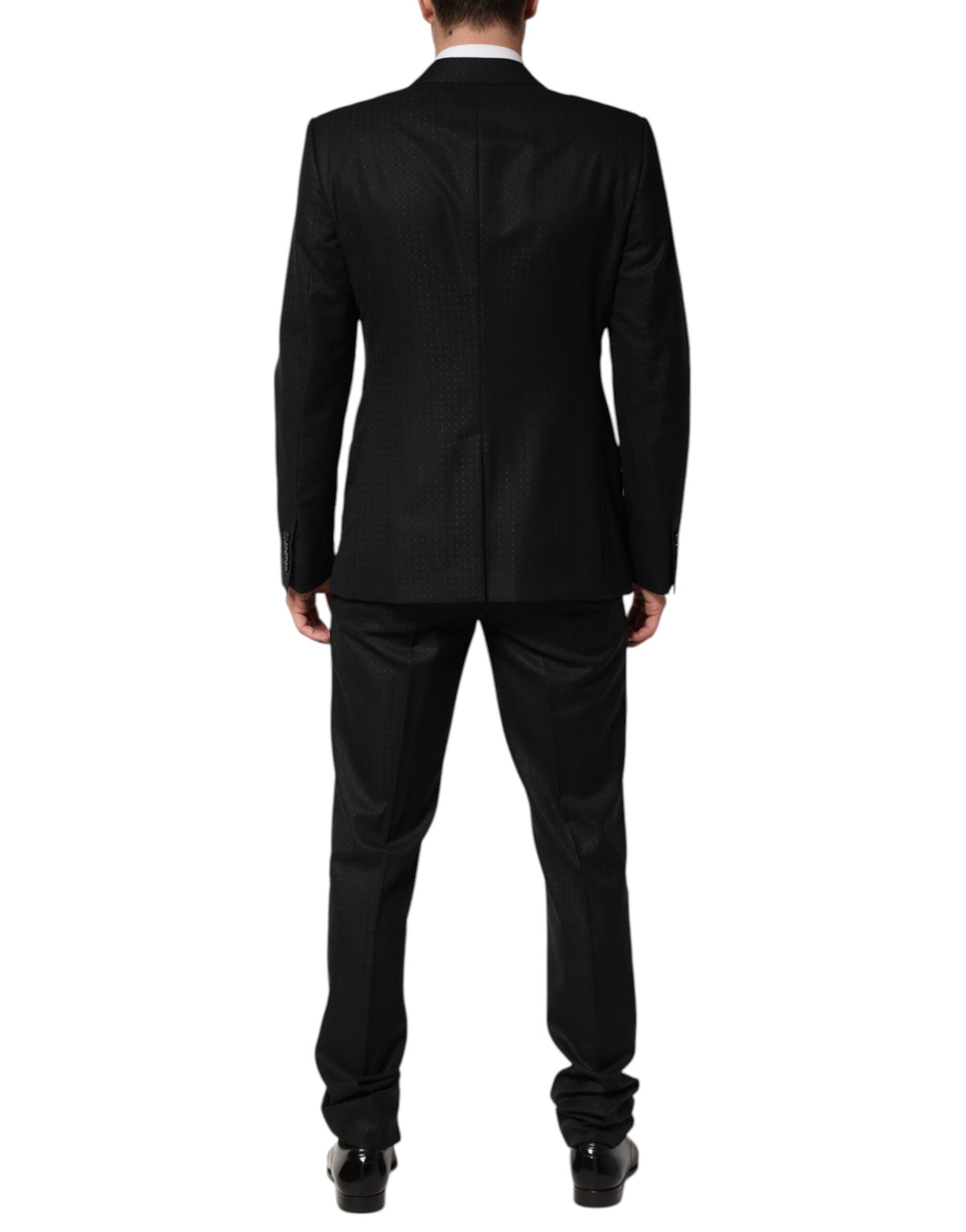 New Dolce & Gabbana Dark Gray Jacquard Single Breasted 2 Piece Suit
